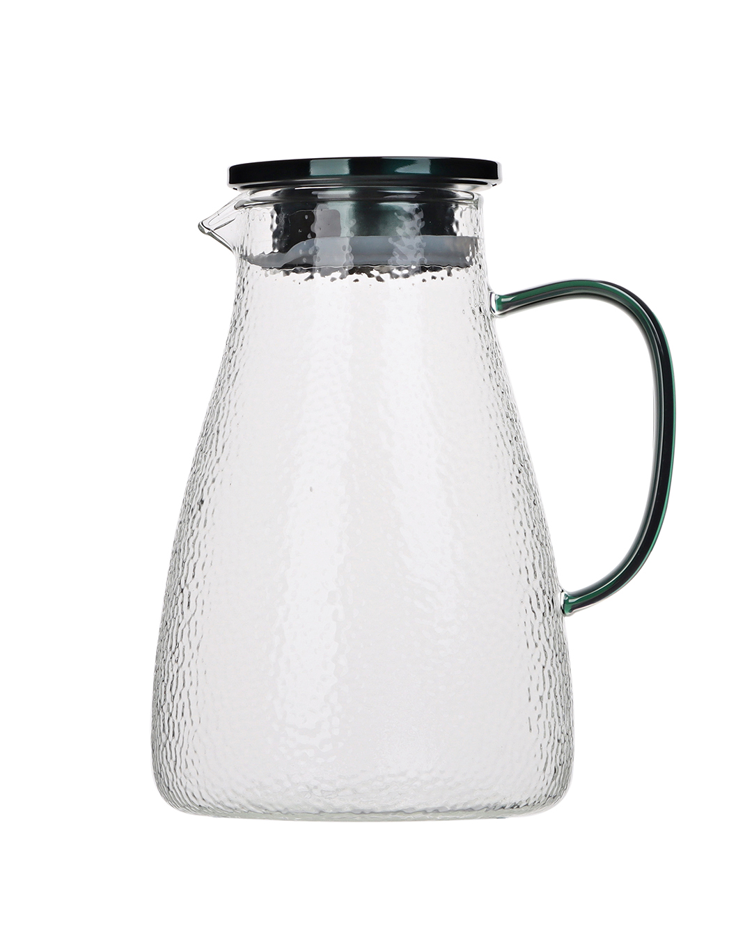 Glaskanne aus Borosilikatglas – Caldi Fina – Fassungsvermögen 2 l, Blasenstruktur, grüner Griff