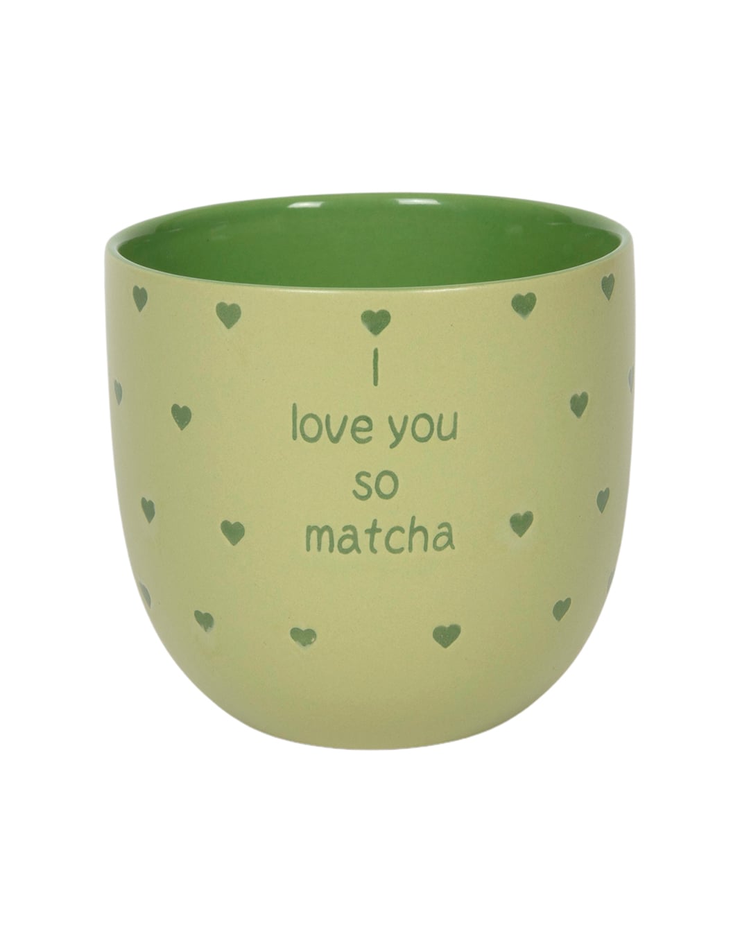 Keramikbecher, 450 ml, mit der Aufschrift I LOVE U SO MATCHA – Dote Sorso – grün