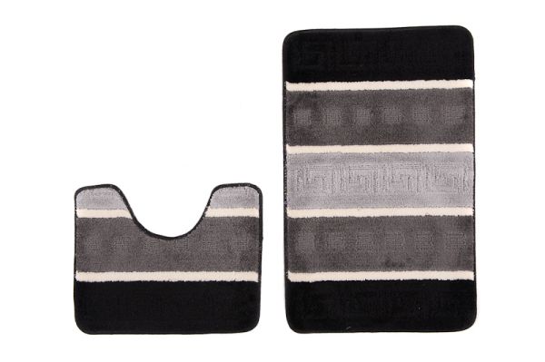 Badteppich-Set 2-teilig Schwarz,Grau Waschbar MULTI