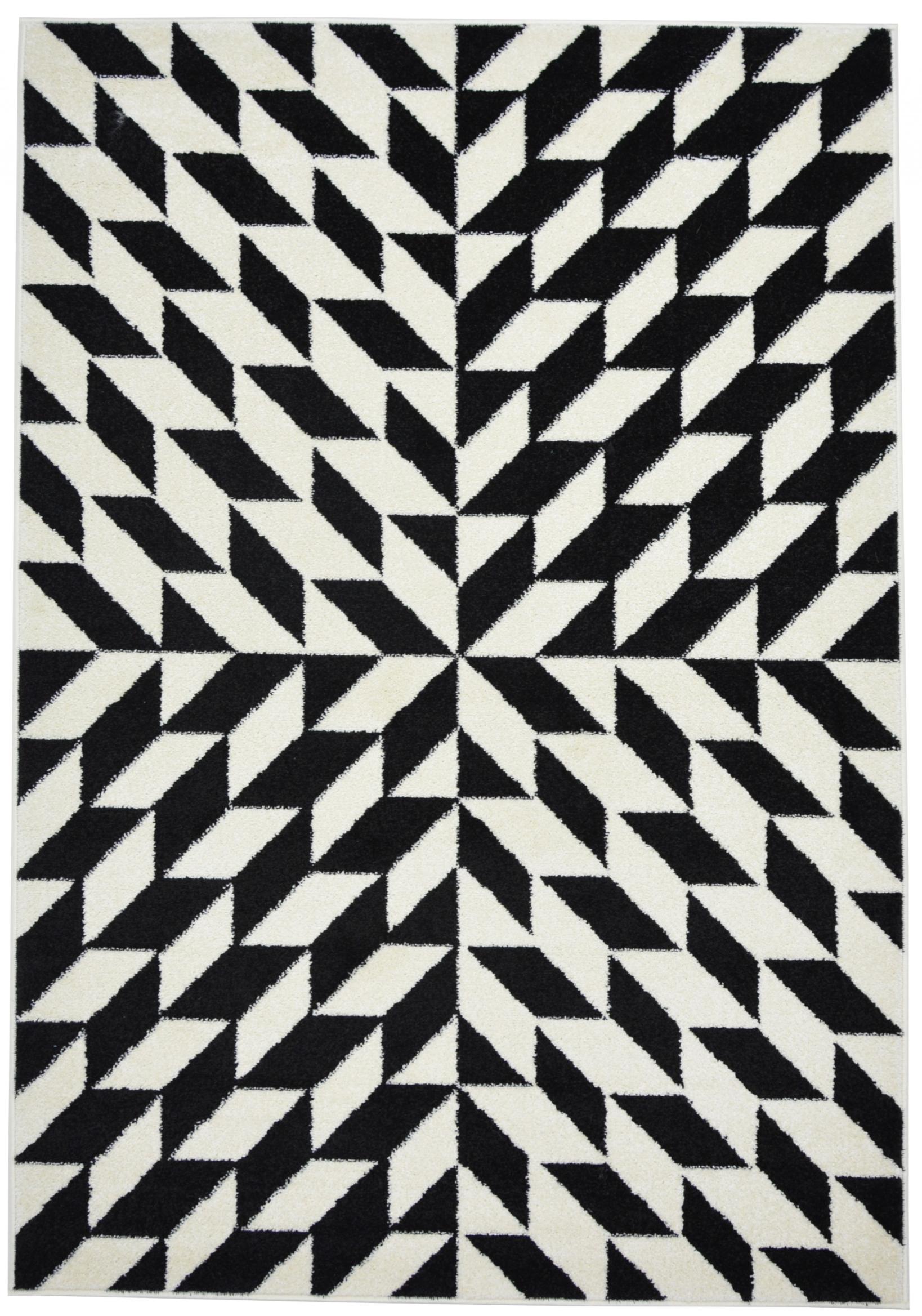 Teppich Modern Schwarz/Weiß Geometrisch T419B MAROKO
