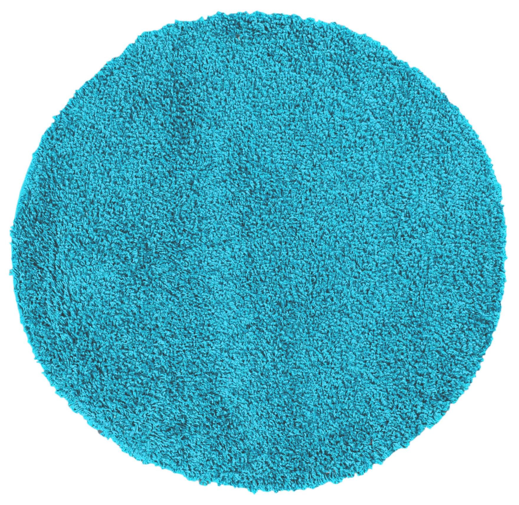 Runder Langflor-Shaggy-Teppich - Tokyo 6365A BLUE - türkis, einfarbig