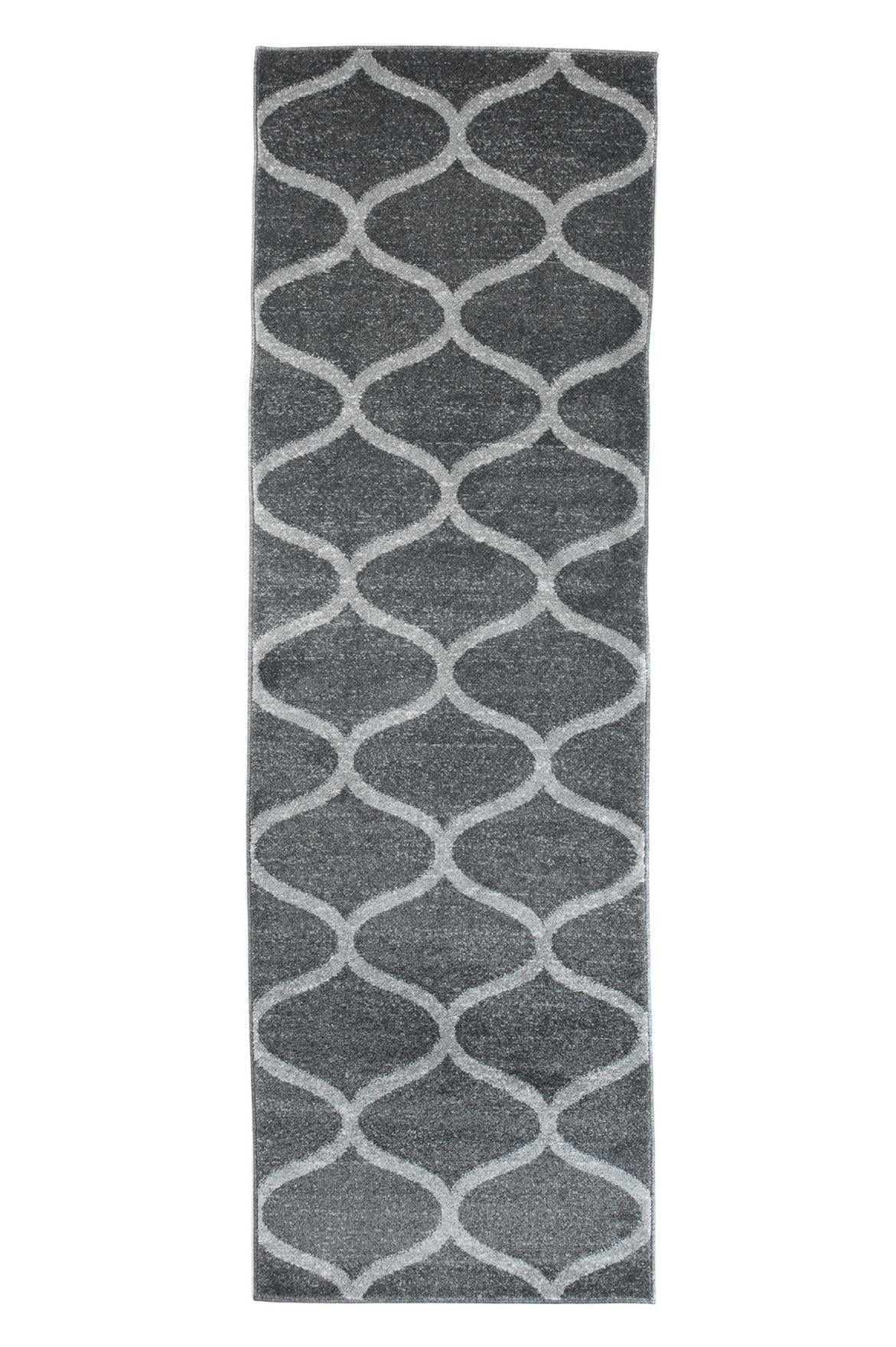 Teppichläufer Grau Geometrisch Marokkanisches Kleeblatt E665A SARI