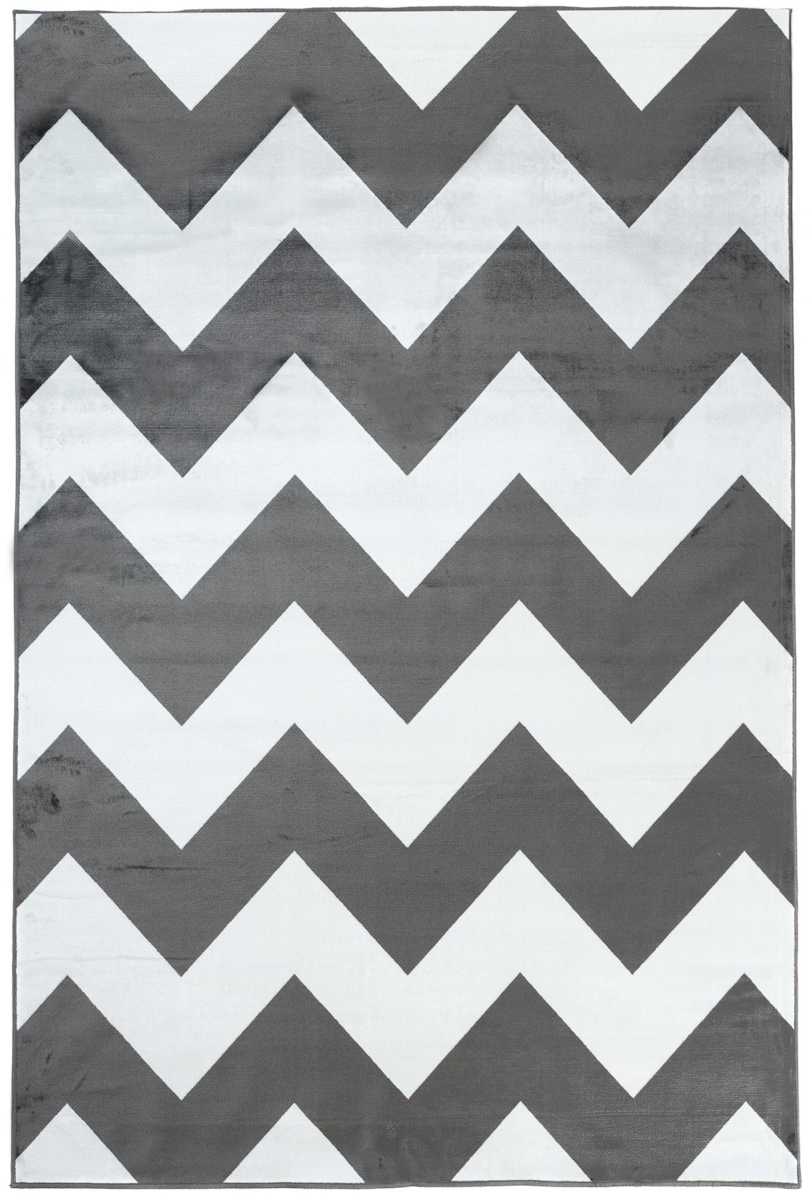 Teppich Modern Schwarz/Weiß Chevron / Zickzack Geometrisch 84271 ISPHAHAN