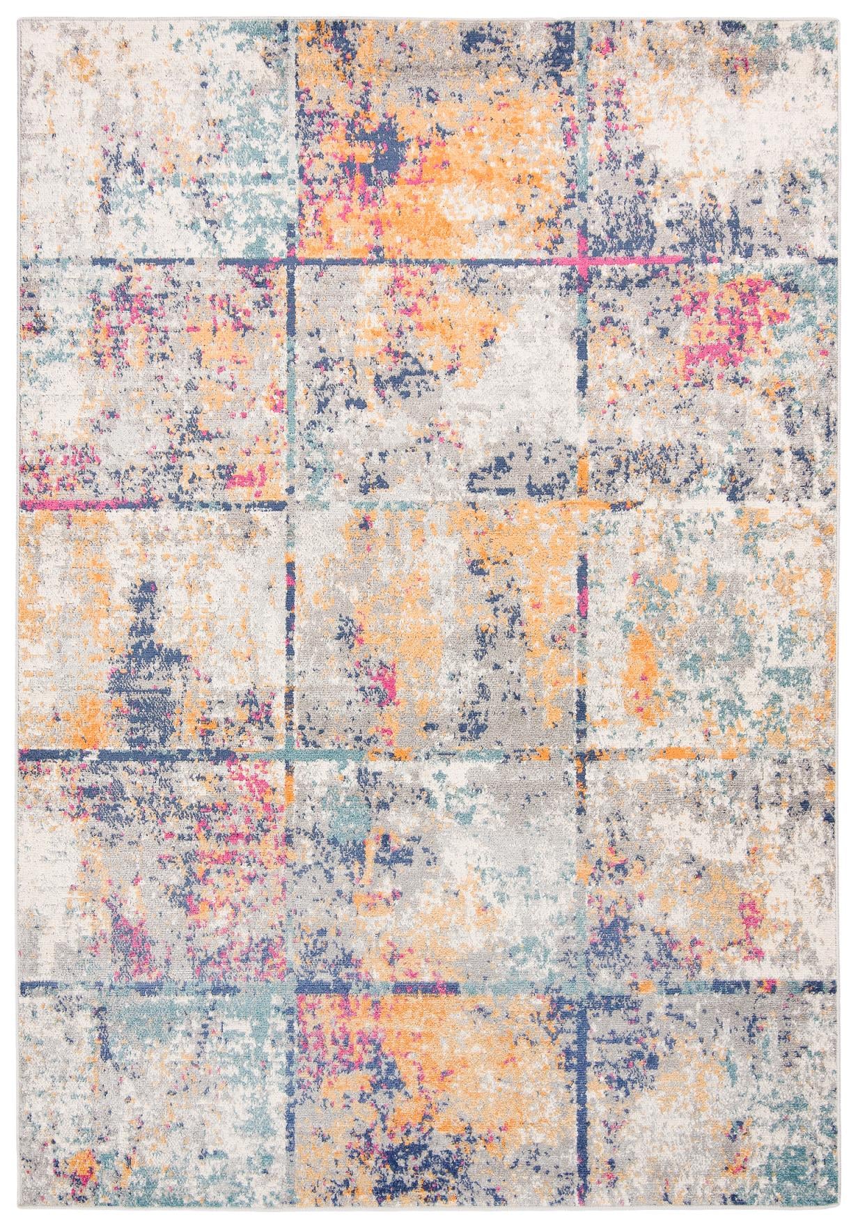 Teppich Modern Multicolor Abstrakt Kariert G038A DENVER - Boho, modern, bunt