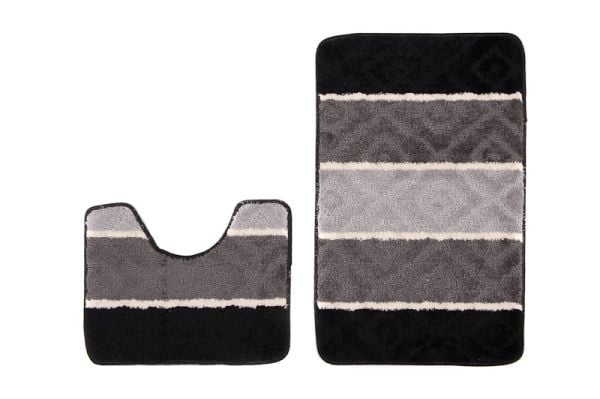 Badteppich-Set 2-teilig Schwarz,Grau Waschbar MULTI