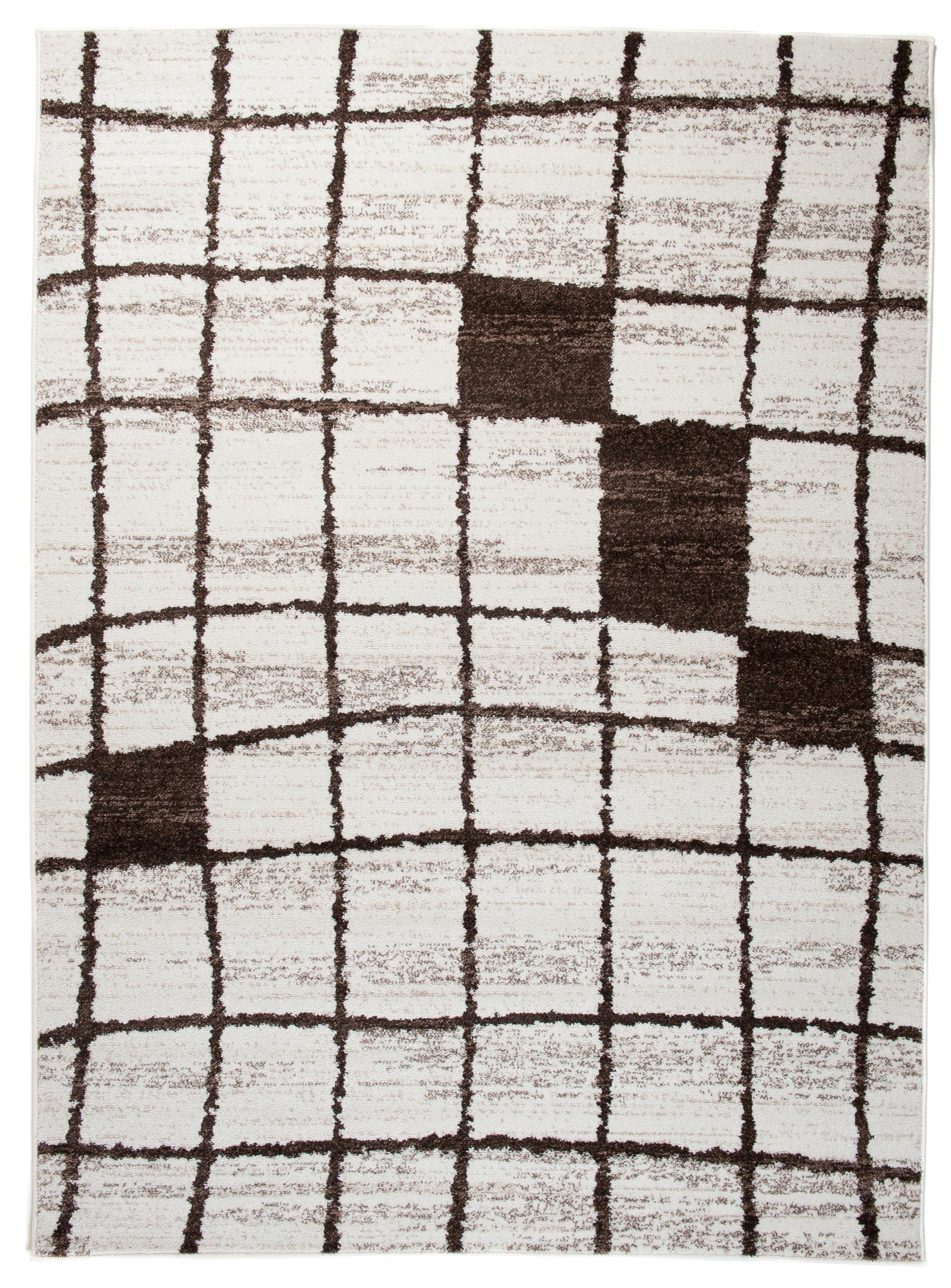 Teppich Modern Beige / Creme Geometrisch Kariert H082A SARI