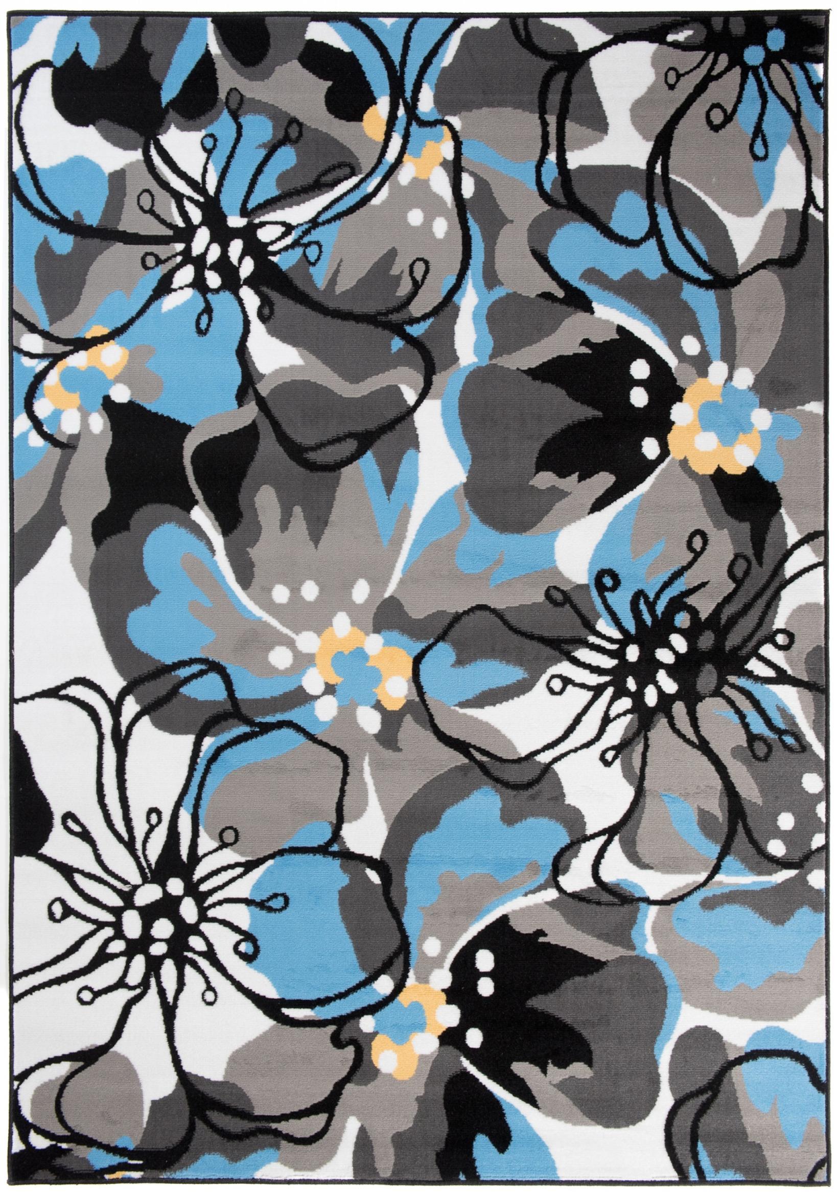 Teppich Modern Blau Grau Floral Z907A MAYA