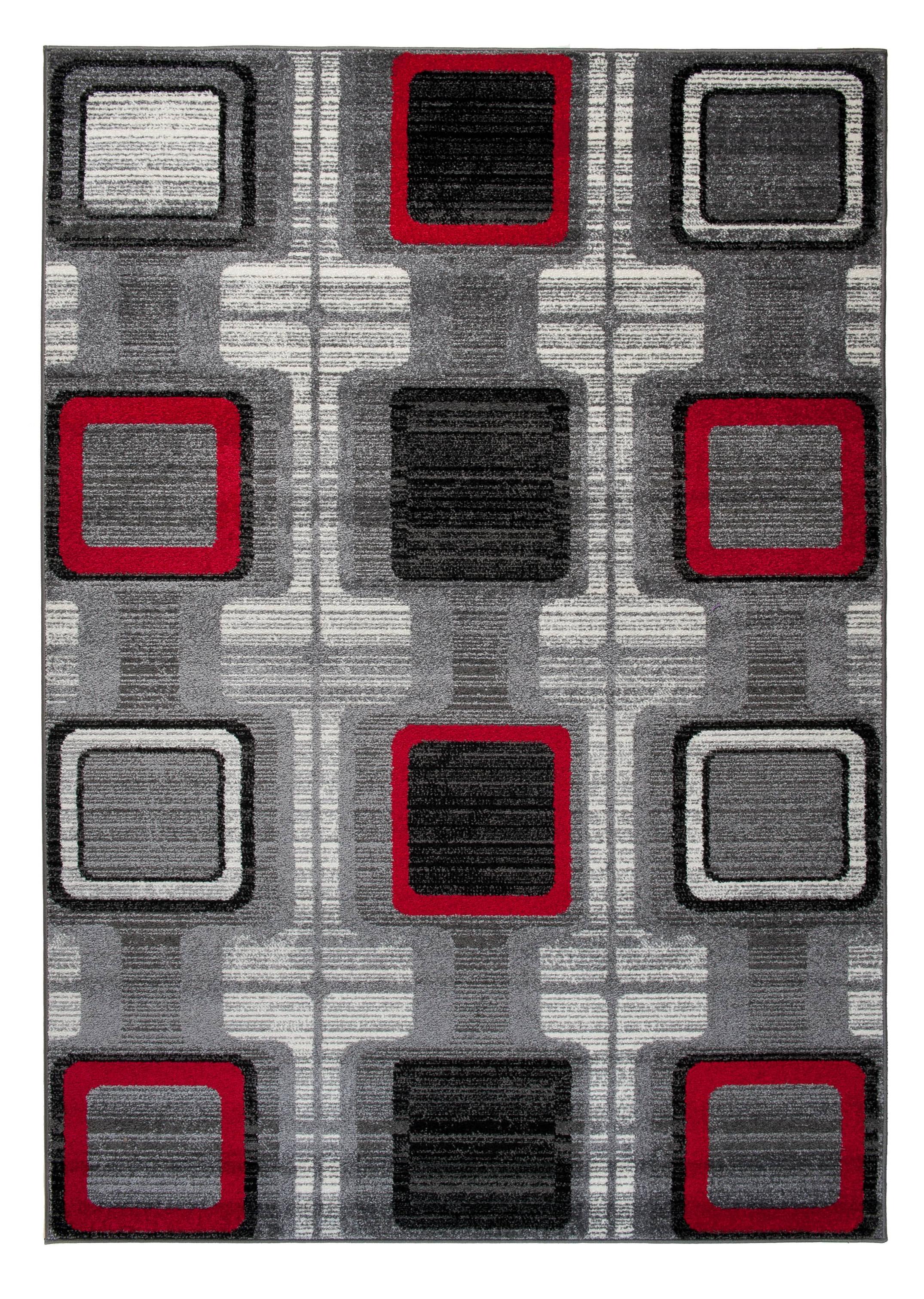 Teppich Modern Grau Geometrisch Kariert J383B JAWA