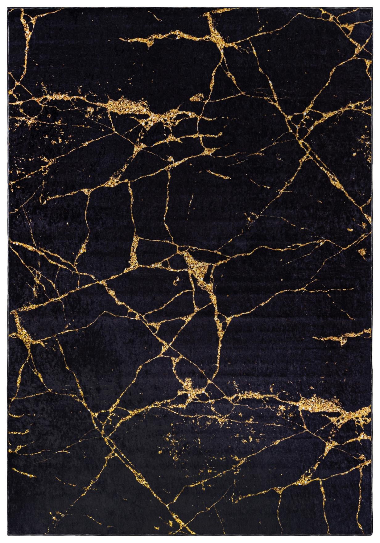 Teppich Modern Schwarz Gold Abstrakt Glamour Marmor 2113 TOSCANA