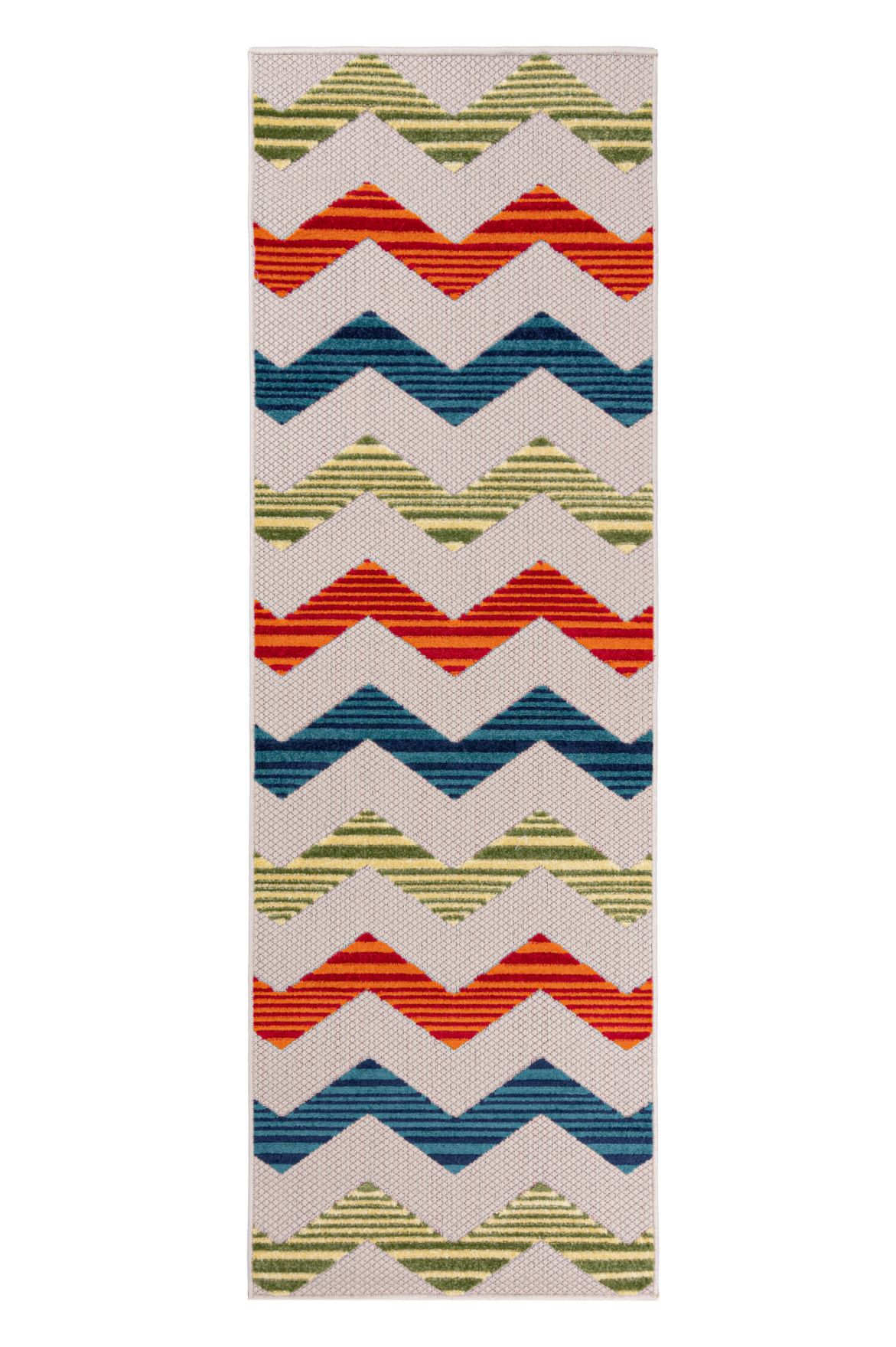 Teppichläufer In- Outdoor Multicolor Chevron / Zickzack Geometrisch EC92A AVENTURA , wasserdicht