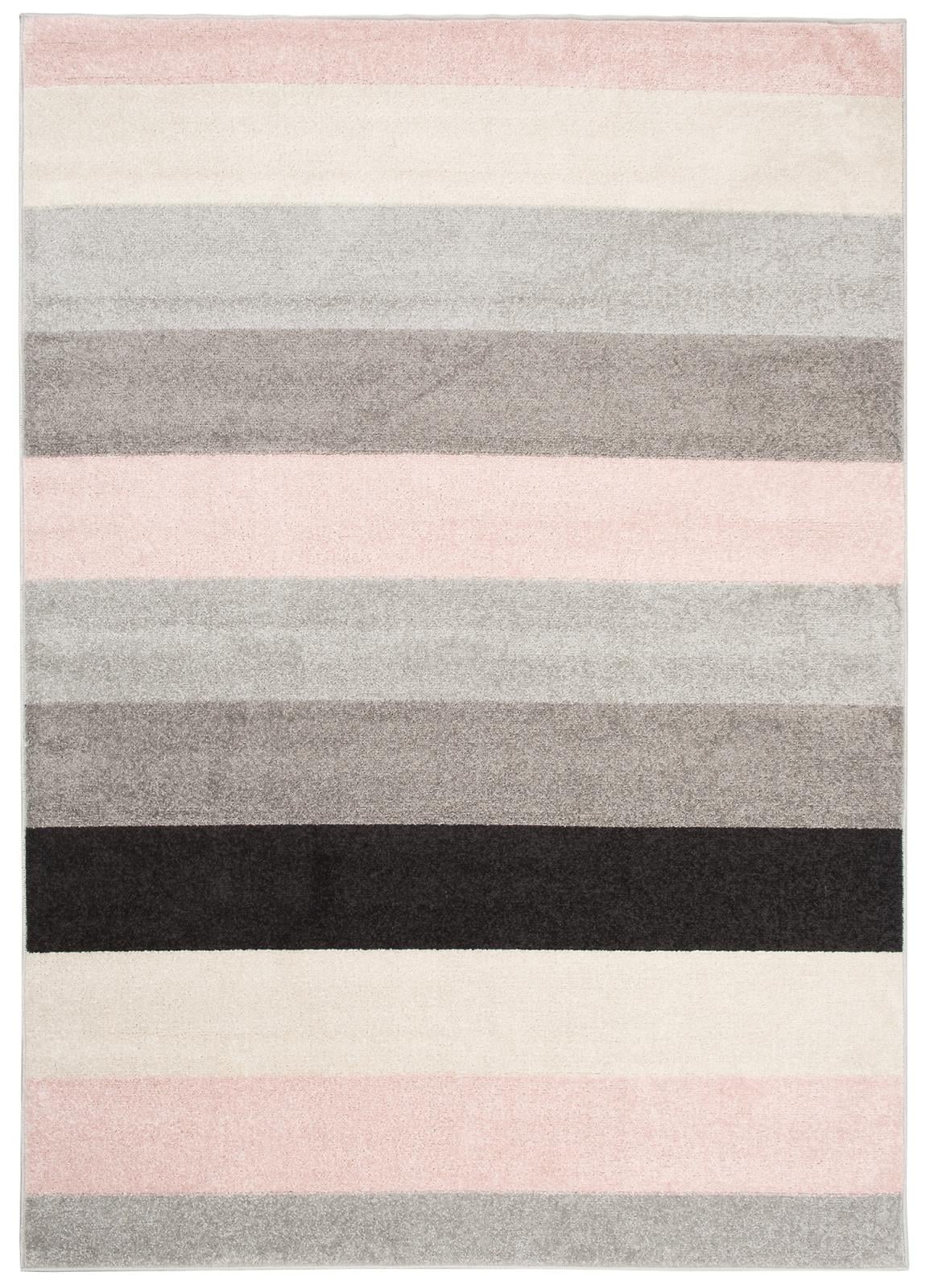 Teppich Modern Rosa Grau Geometrisch Streifen C947I LAZUR