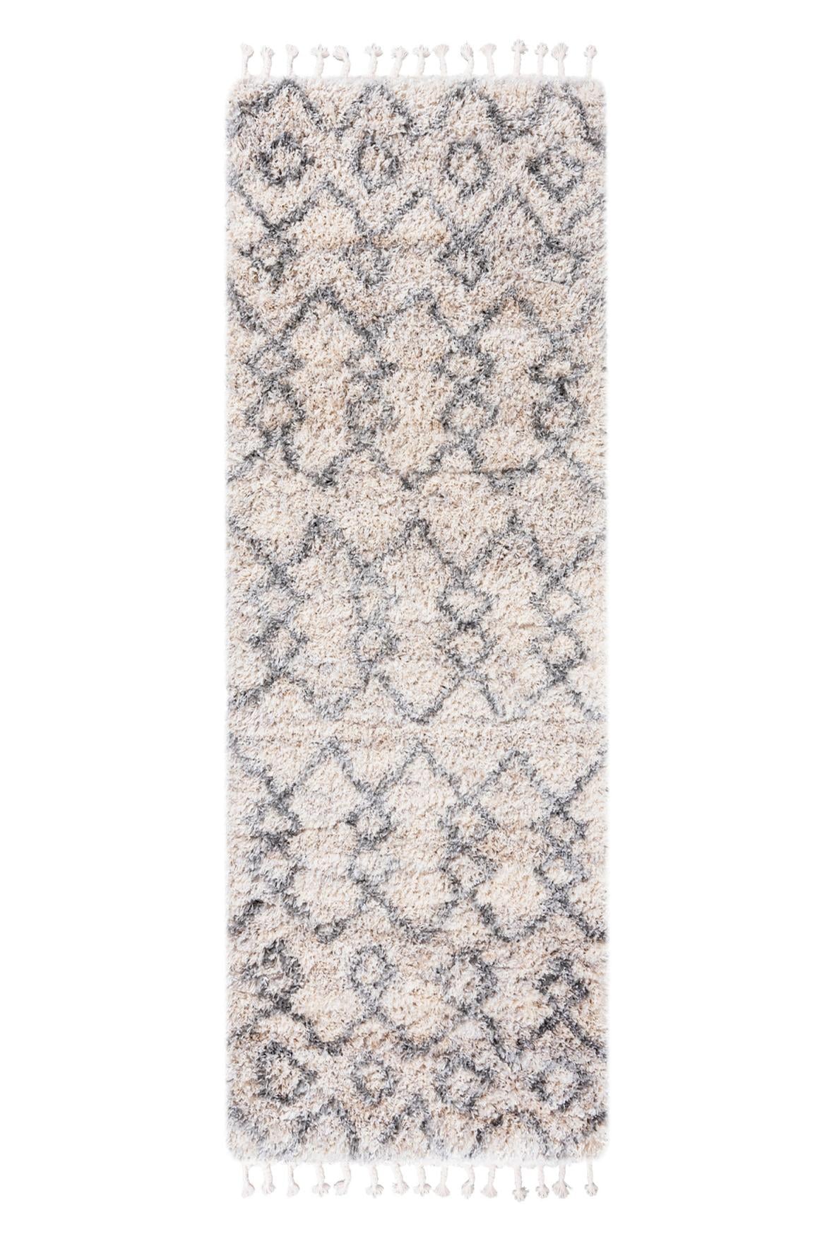 Teppichläufer Shaggy Beige / Creme Boho Q742C AZTEC