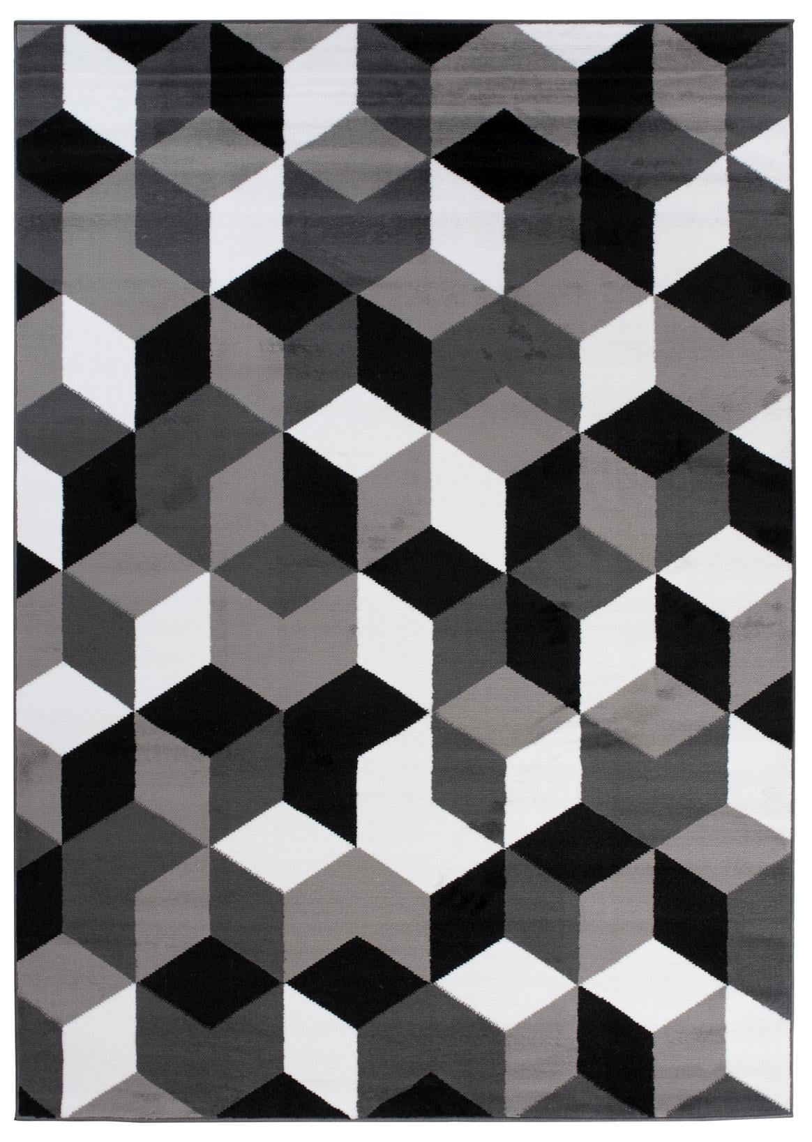 Teppich Modern Schwarz/Weiß Grau Geometrisch Q545A MAYA