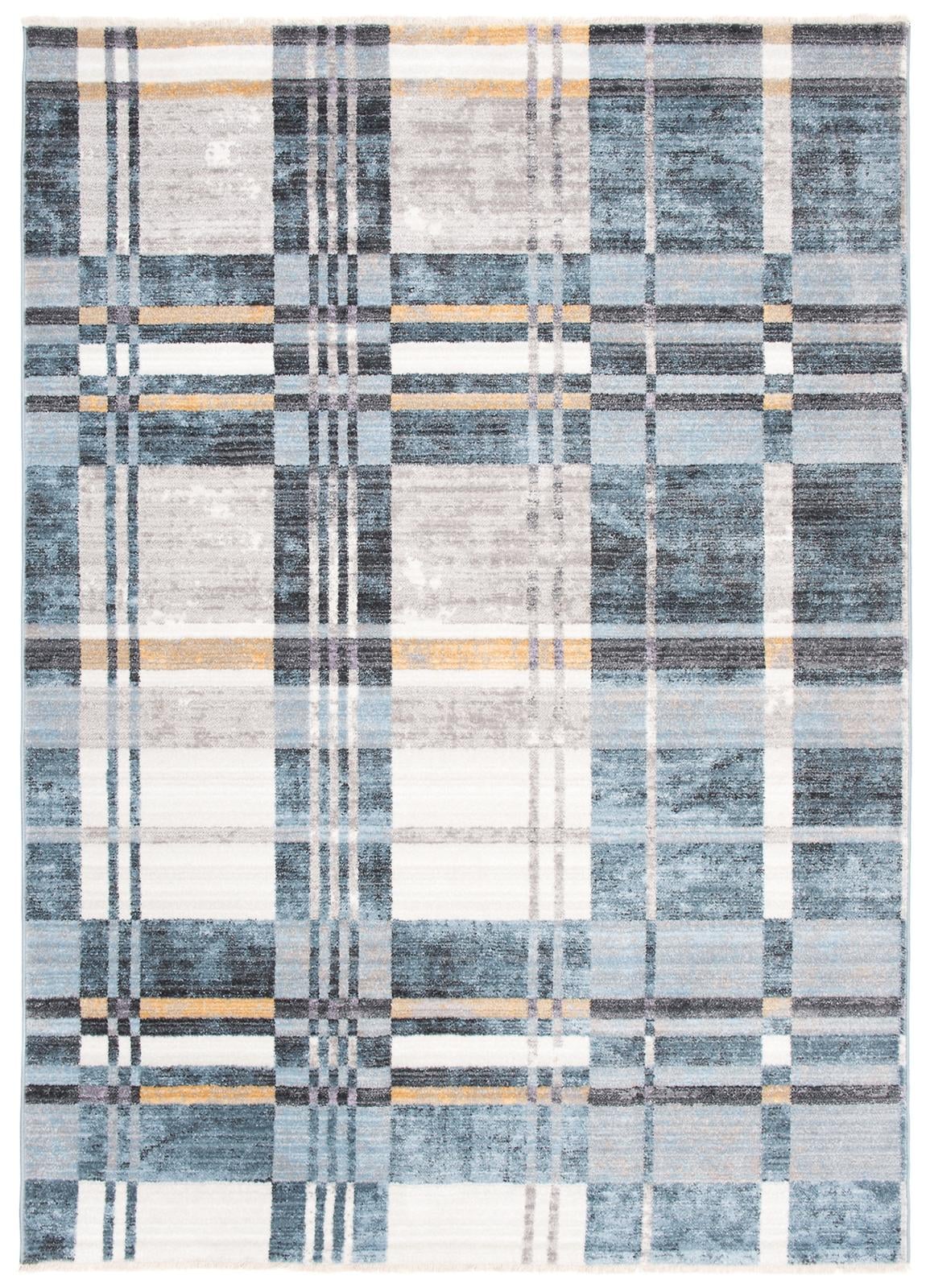 Teppich Modern Blau Kariert 3545B MYSTIC
