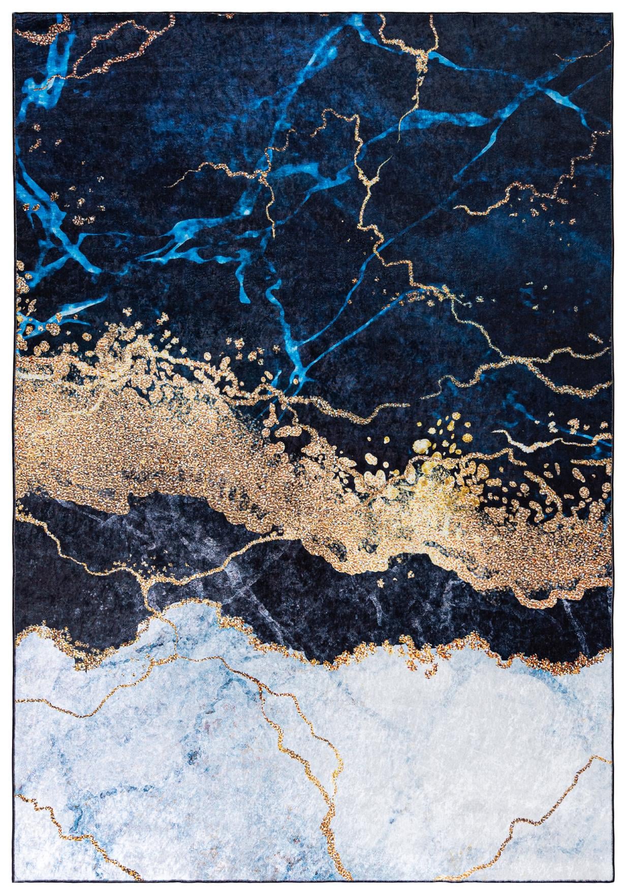 Teppich Modern Blau Grau Gold Abstrakt Glamour Marmor 37050 TOSCANA