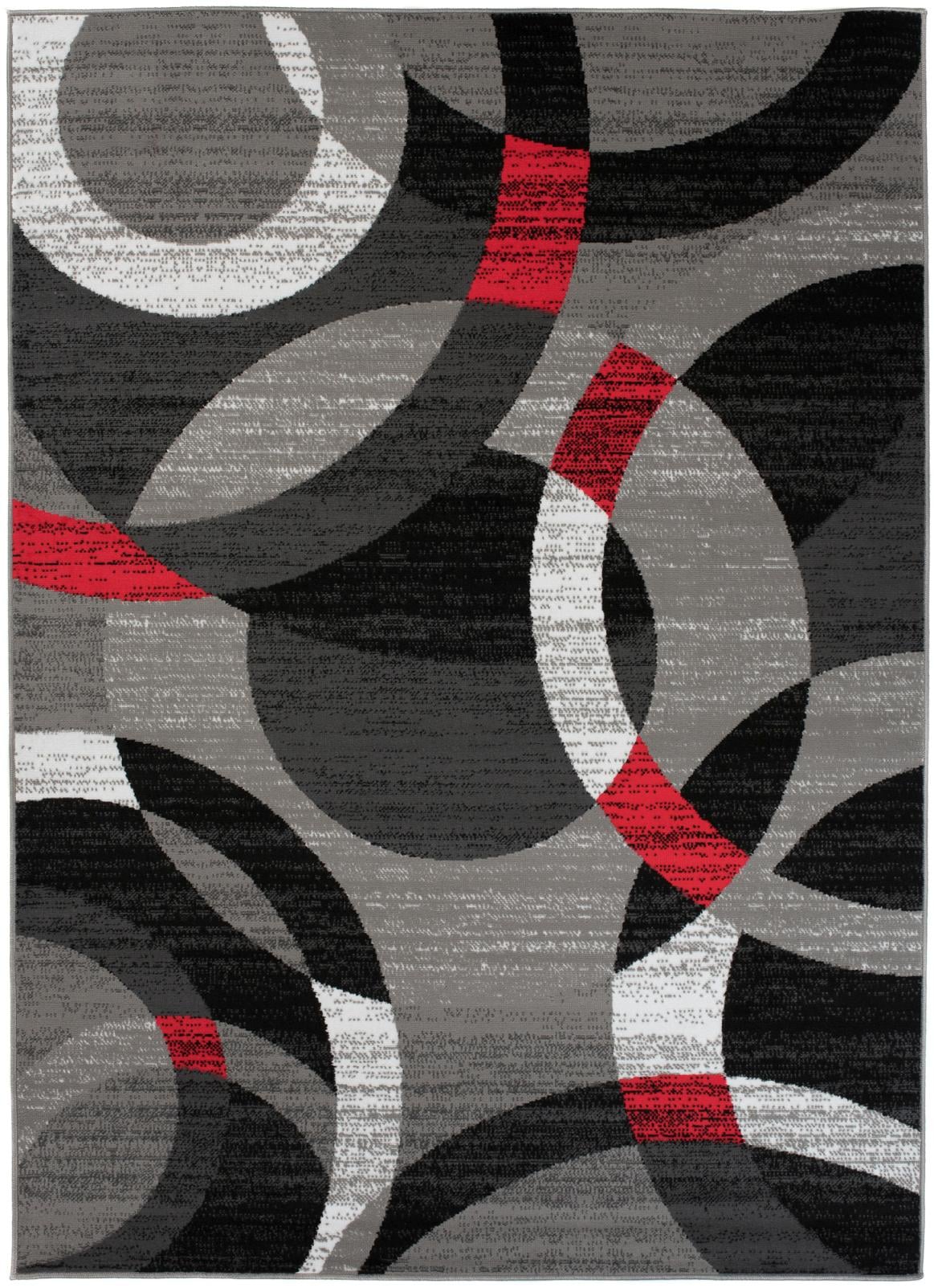 Teppich Modern Rot Grau Geometrisch Z984B MAYA