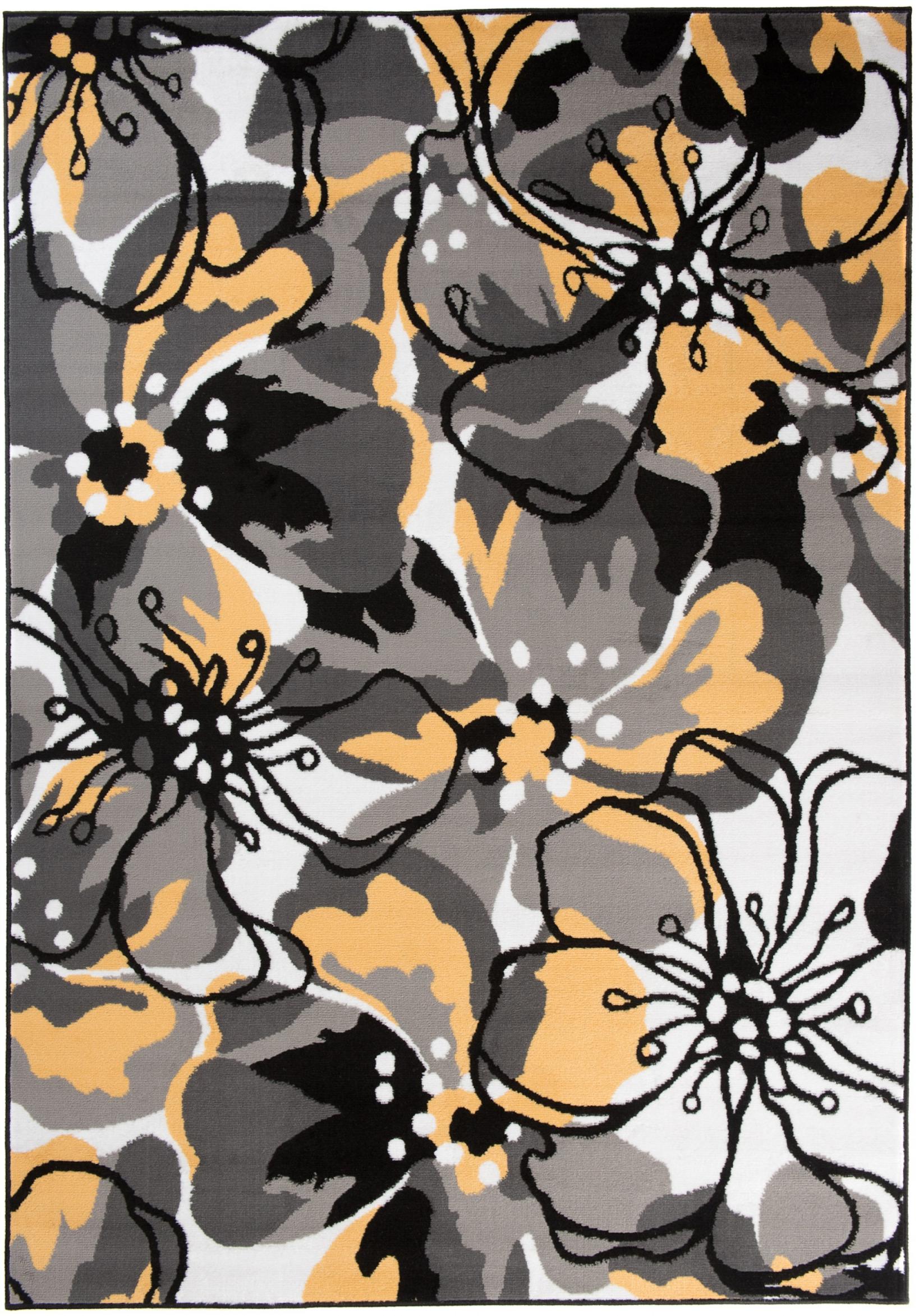 Teppich Modern Grau Gelb Floral Z907A MAYA