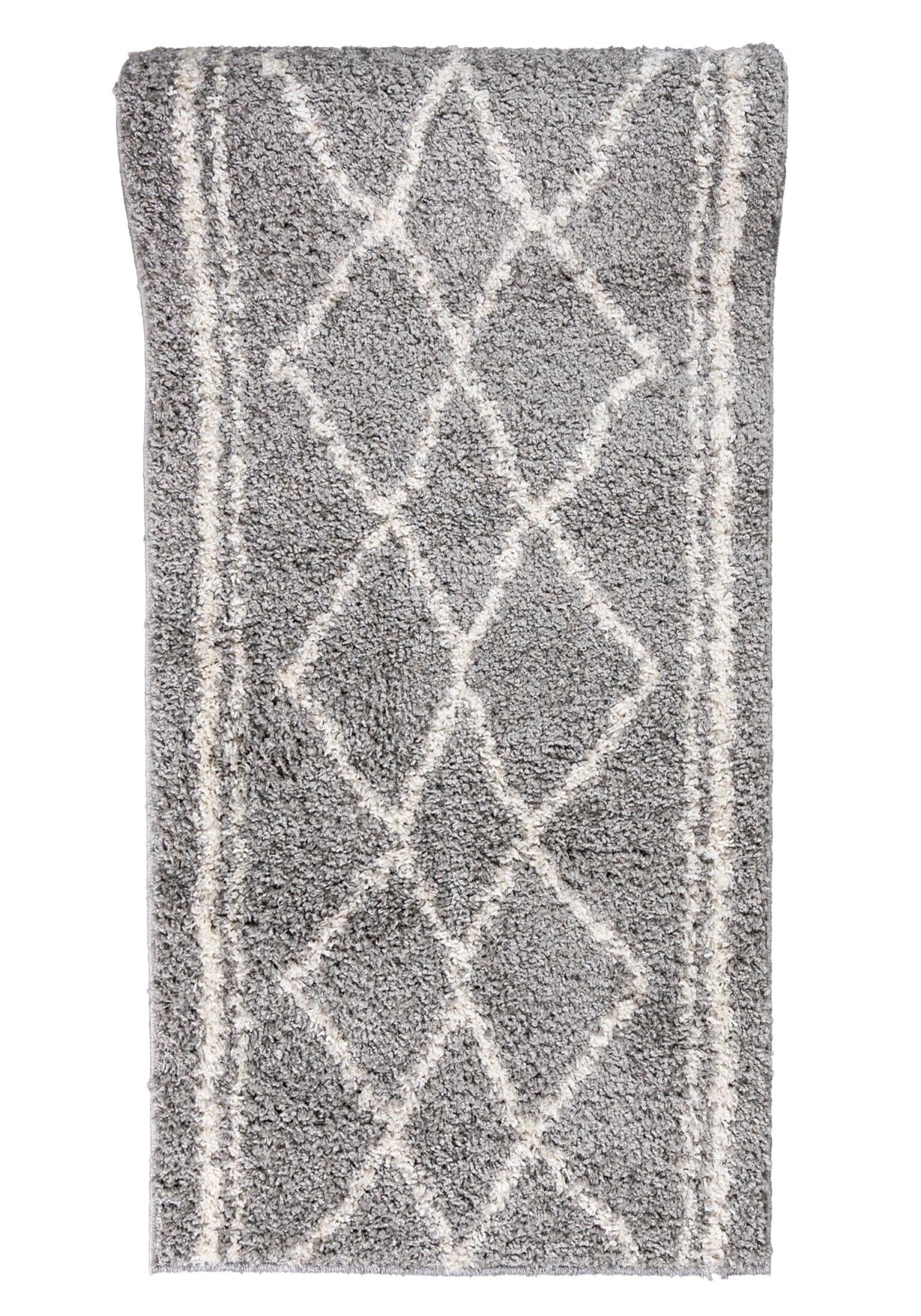 Teppichläufer Shaggy Grau Boho Geometrisch 2655A DELHI