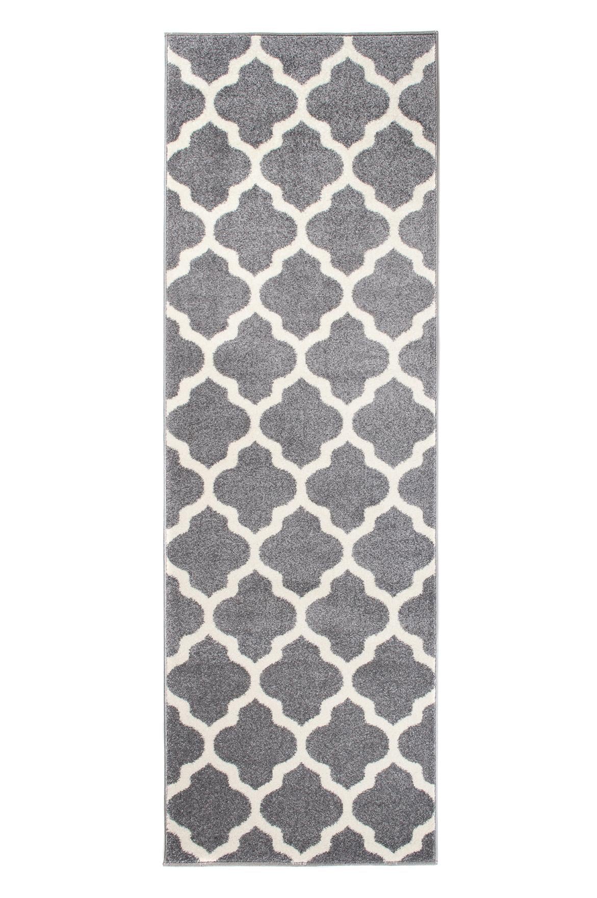 Teppichläufer Grau Geometrisch Marokkanisches Kleeblatt K082A MAROKO