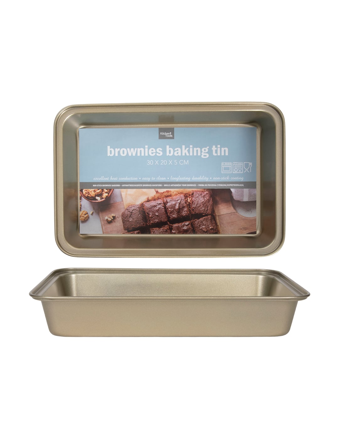 Backform 30×20 cm – Forno Brace – goldene, rechteckige Kuchenform