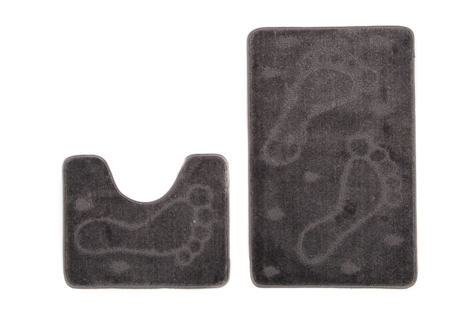 Badteppich-Set 2-teilig Grau Waschbar MONO - rutschfest