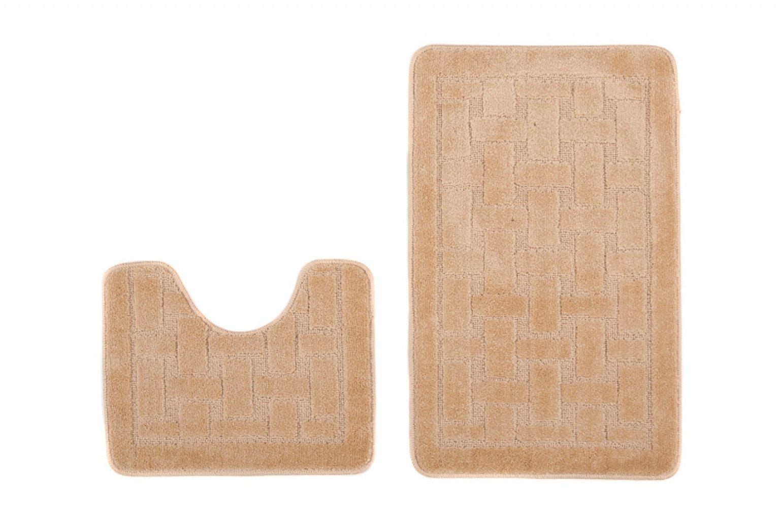 Badteppich-Set 2-teilig Beige / Creme Waschbar MONO - rutschfest