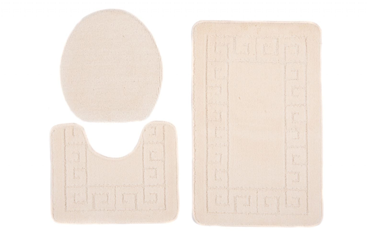 Badteppich-Set 3-teilig Beige / Creme Waschbar MONO - rutschfest