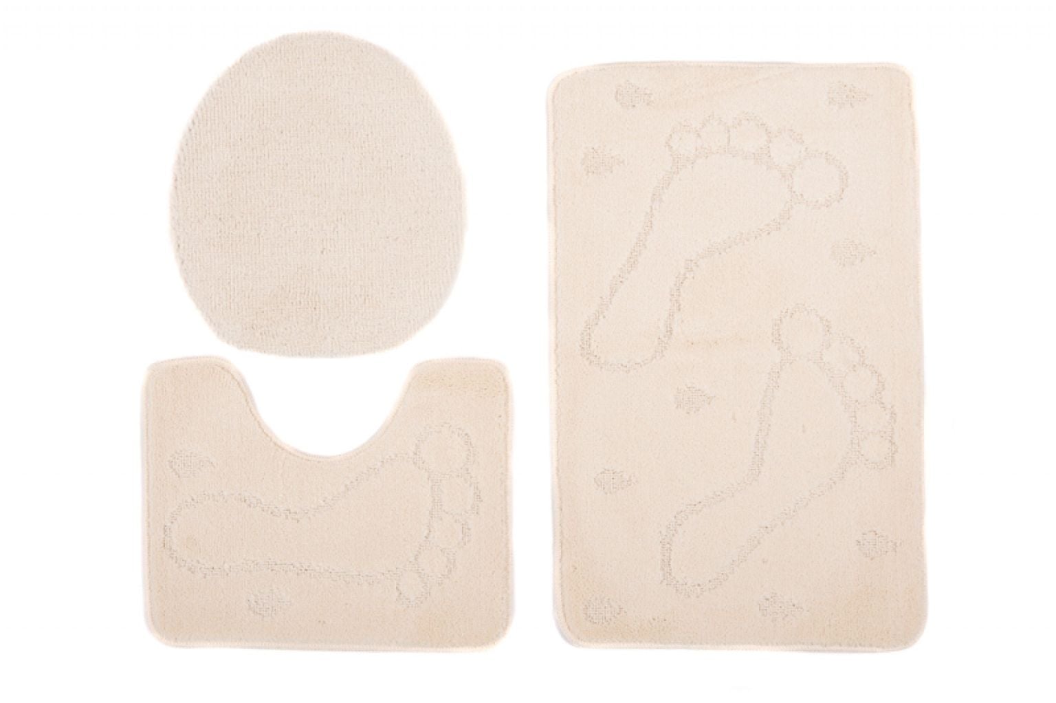 Badteppich-Set 3-teilig Beige / Creme Waschbar MONO - rutschfest