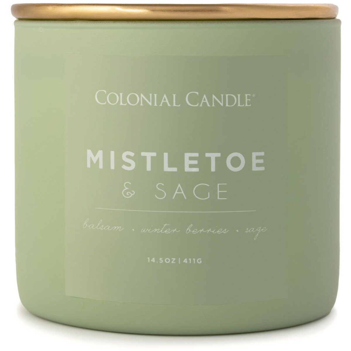 Sojaduftkerze Mistletoe-Sage, 467 g – Tuffo Lume – Kerze mit Mistel- und Salbeiduft, grünes Glas, drei Dochte