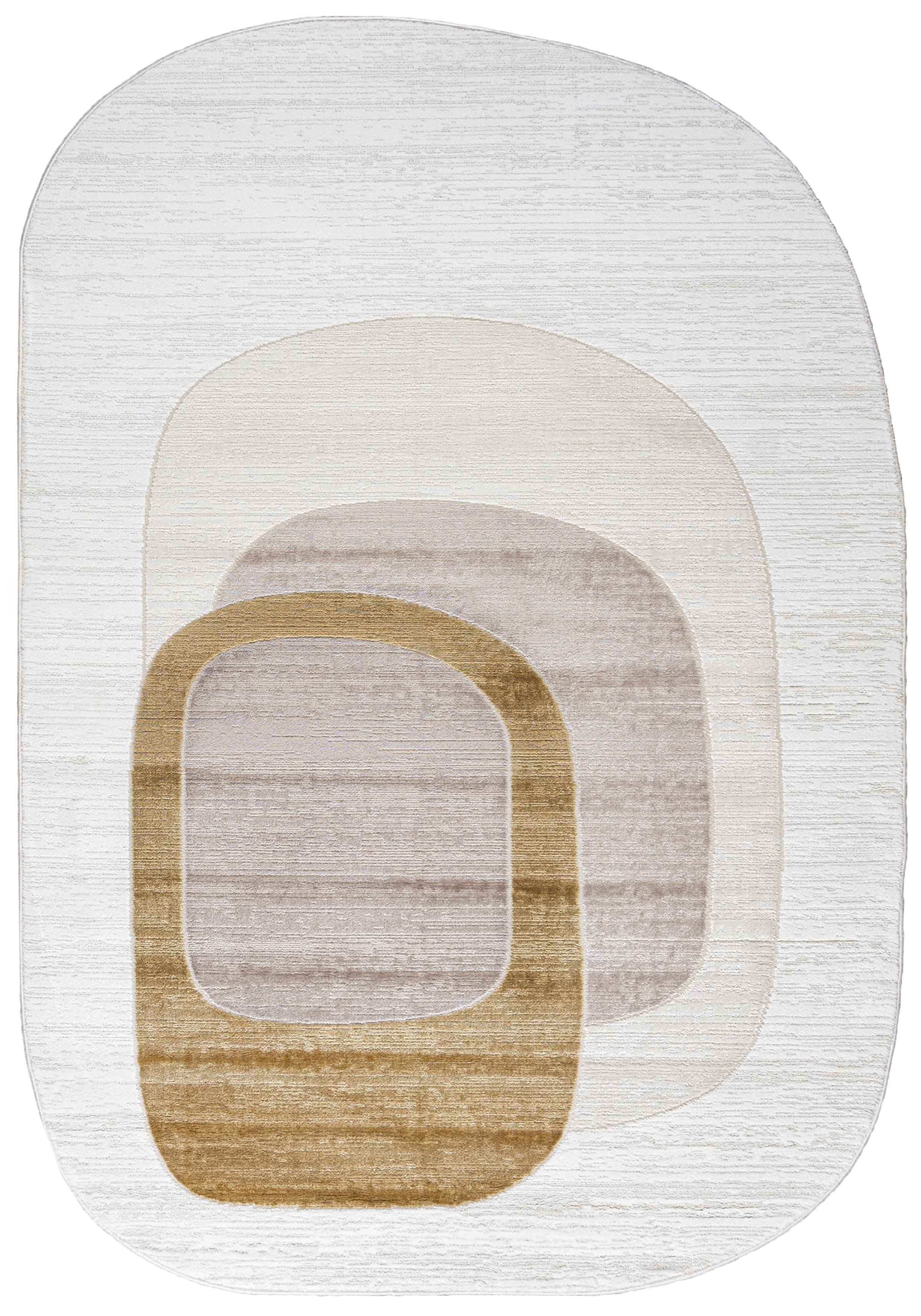 Teppich 7698B SILALUX - modern, unregelmäßig, beige, weiß, ecru, cremefarben, goldfarben