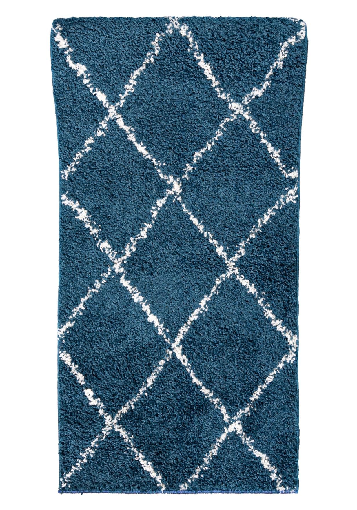 Teppichläufer Shaggy Blau Boho Geometrisch 6132B DELHI