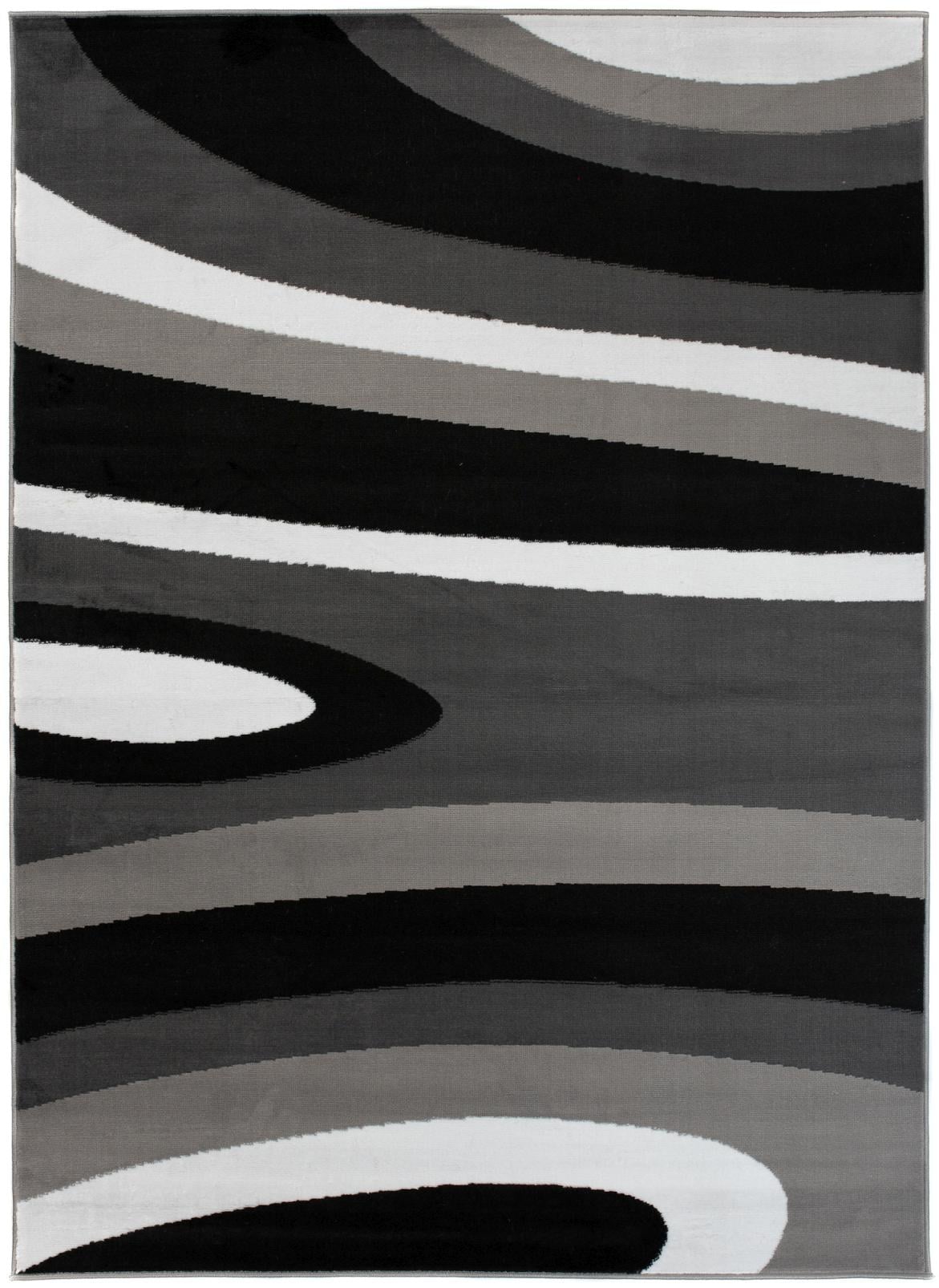 Teppich Modern Schwarz/Weiß Grau Geometrisch Streifen Z895A MAYA