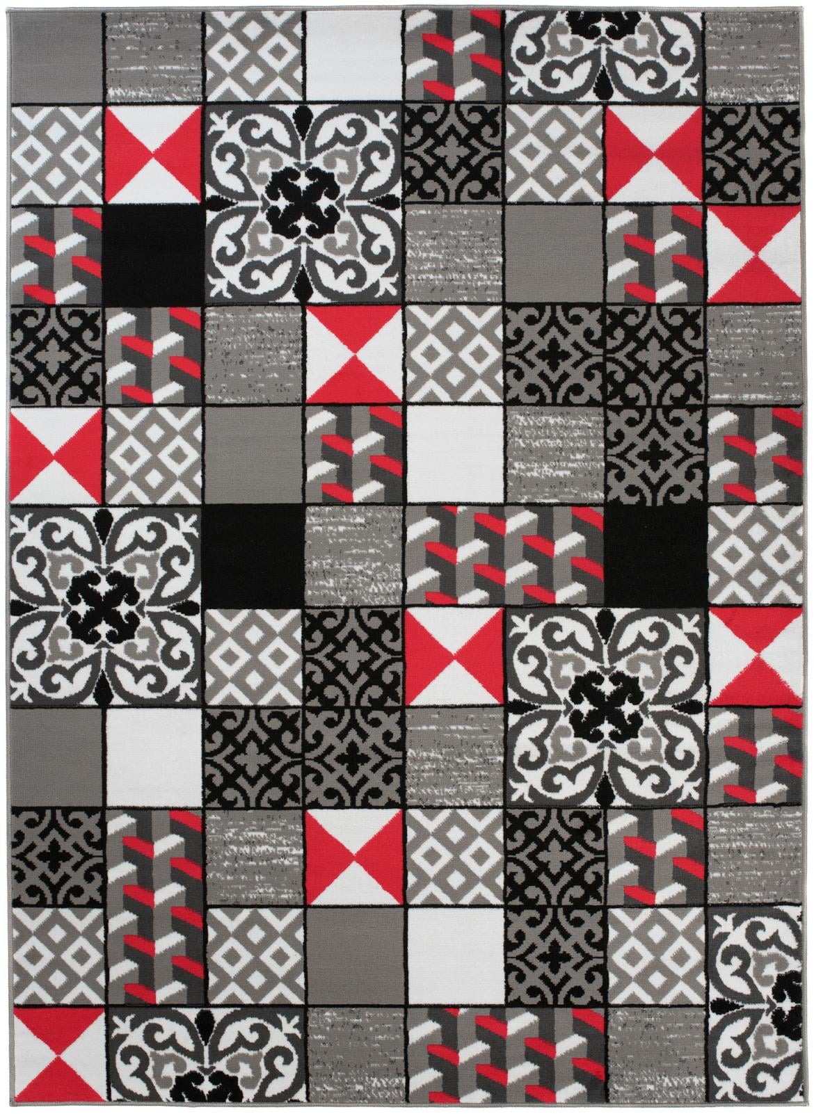 Teppich Modern Rot Grau Geometrisch Z906E MAYA