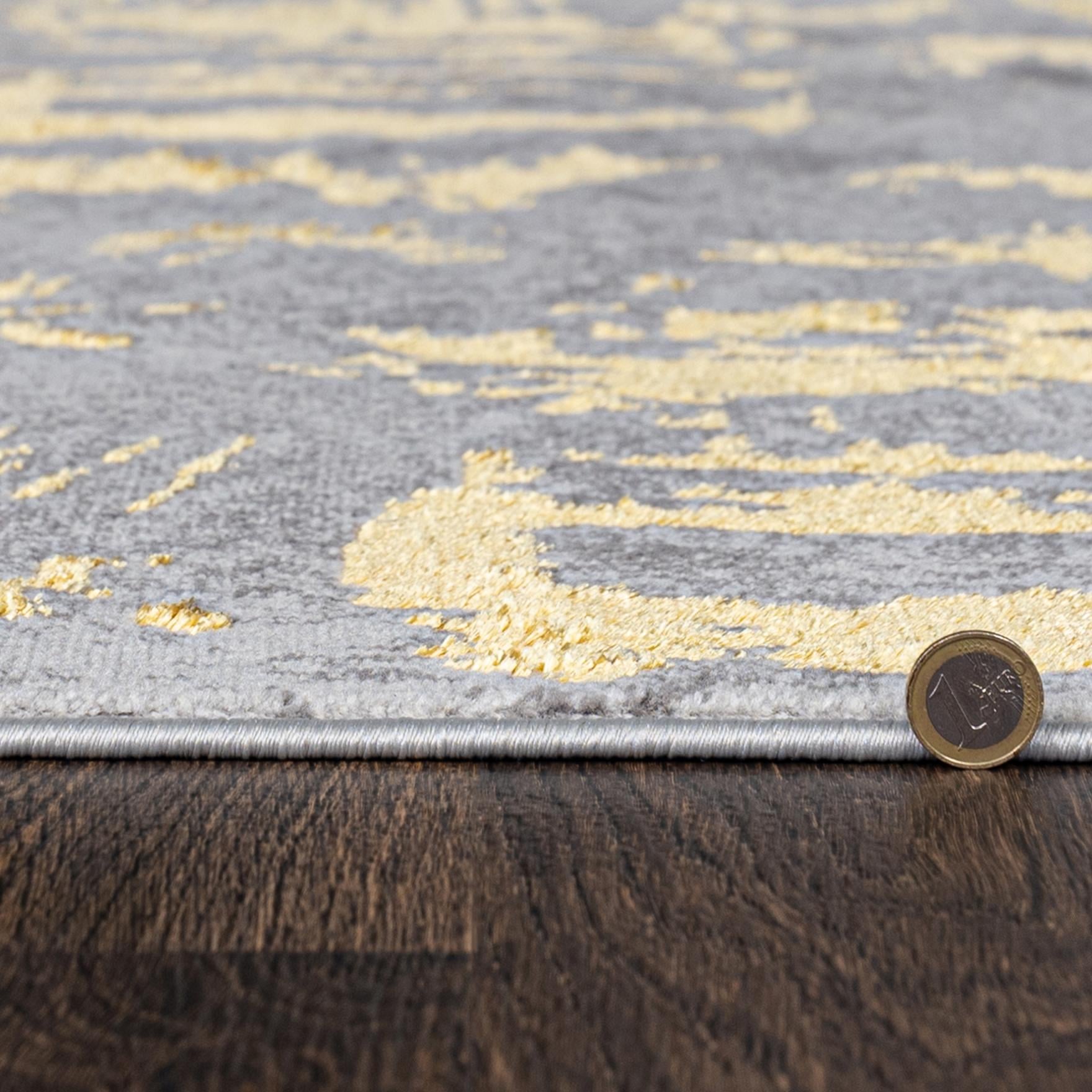 Modern vloerkleed – Evora Leaves Grijs/Goud