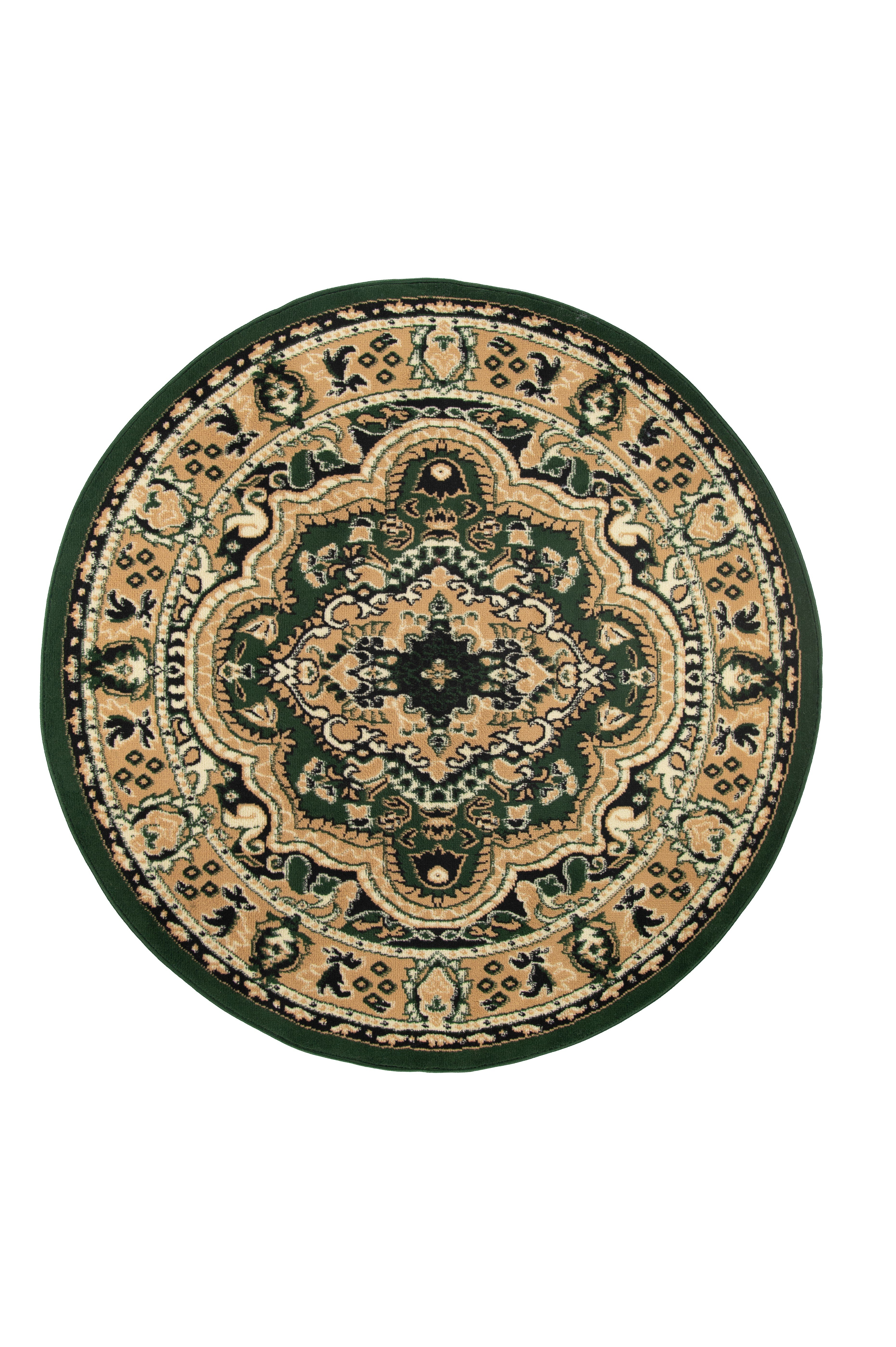 Traditioneller Runder Teppich – Atlas E951A – grün, beige
