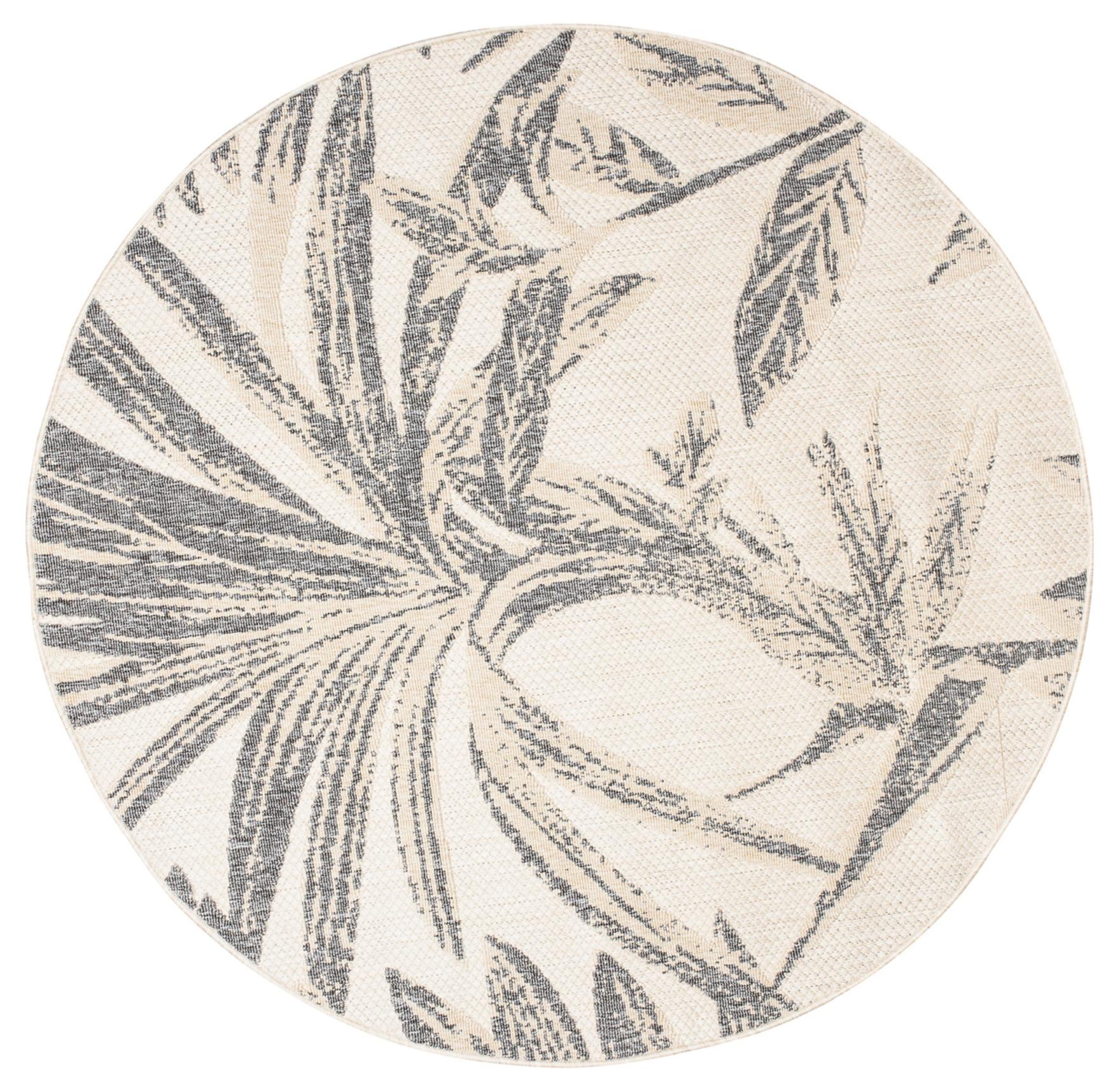 Teppich Rund In- Outdoor Beige / Creme Floral MN85D VIERA