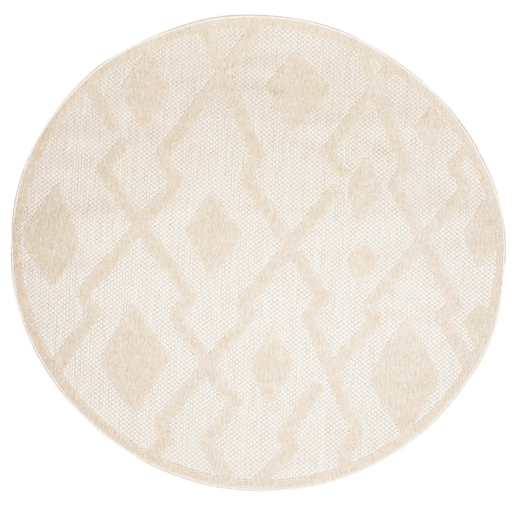 Teppich Rund In- Outdoor Beige / Creme Geometrisch FG44B VIERA