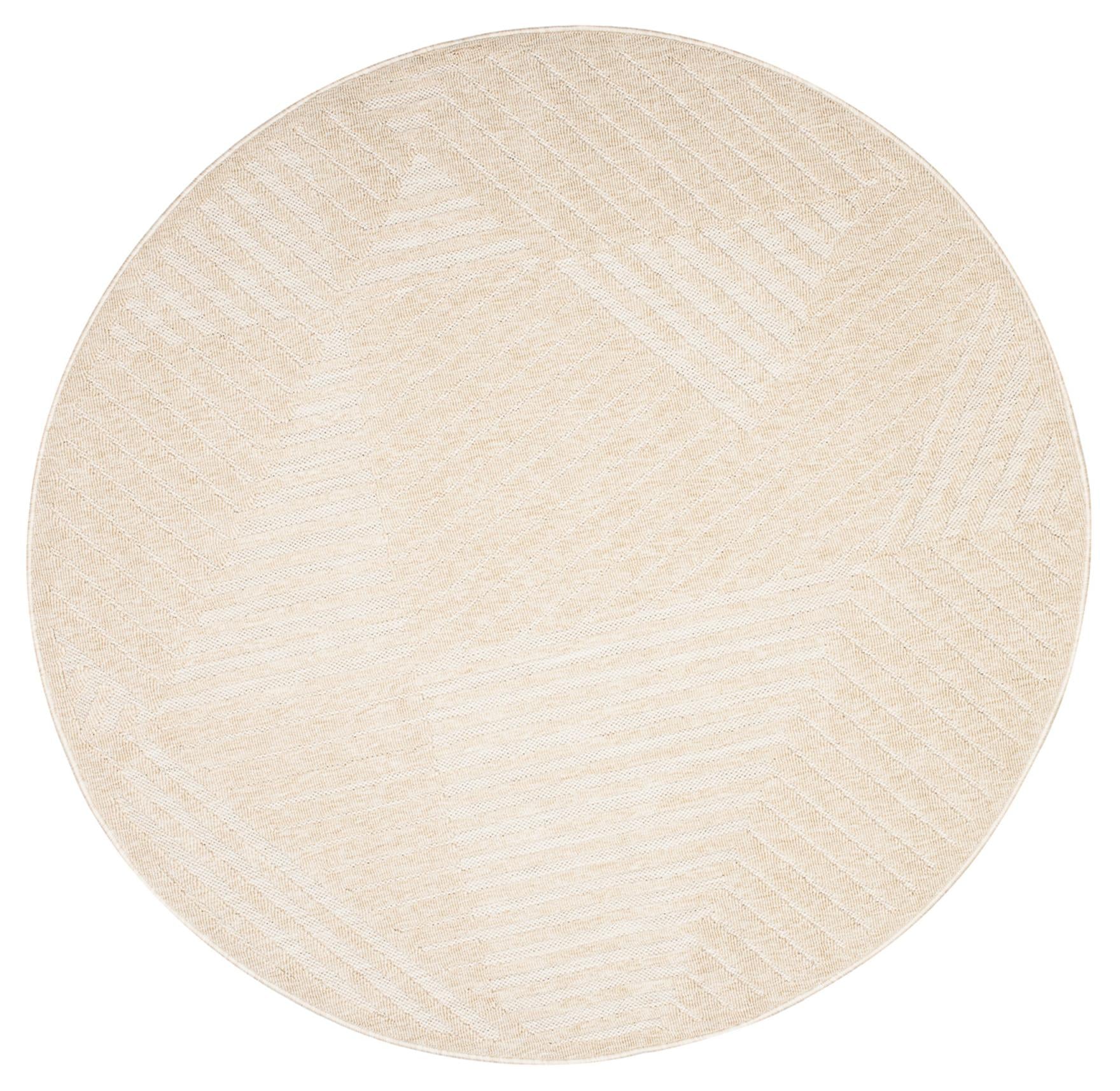 Teppich Rund In- Outdoor Beige / Creme Geometrisch FG42C VIERA
