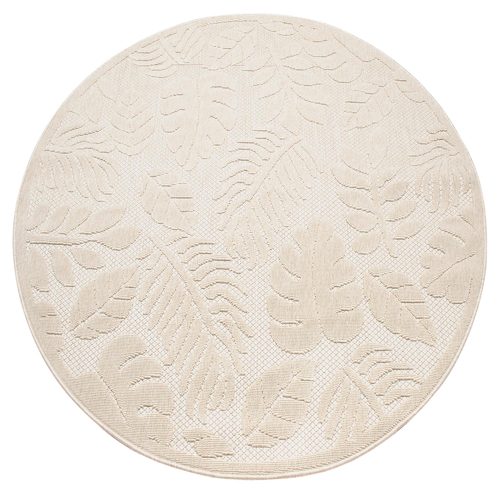 Teppich Rund In- Outdoor Beige / Creme Floral BD99B VIERA