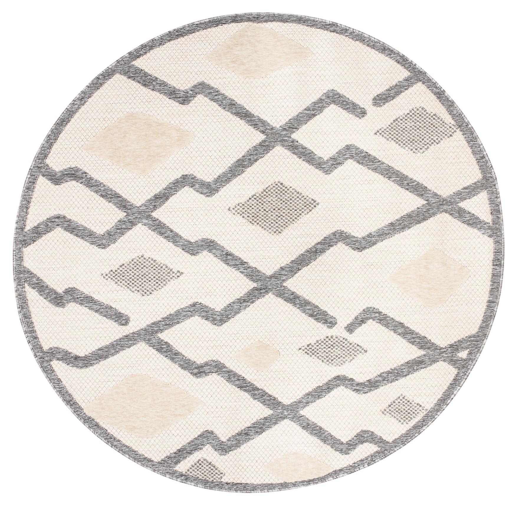 Teppich Rund In- Outdoor Beige / Creme Geometrisch FG44A VIERA