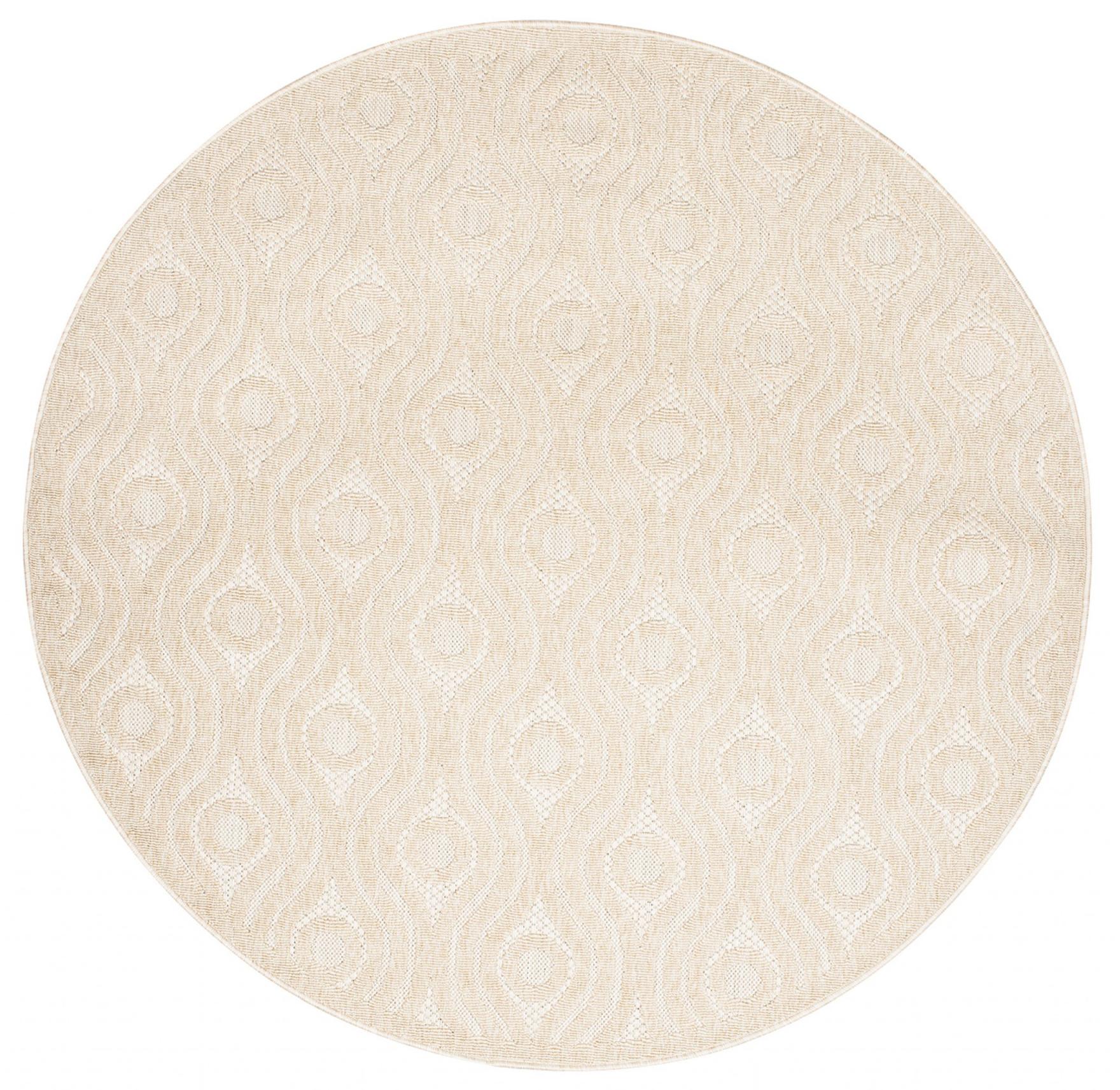 Teppich Rund In- Outdoor Beige / Creme Geometrisch FG81C VIERA