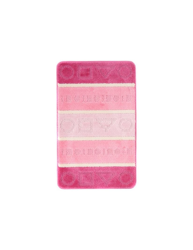 Badezimmerteppich MULTI A5020 PINK – rutschfest, Streifen, rosa