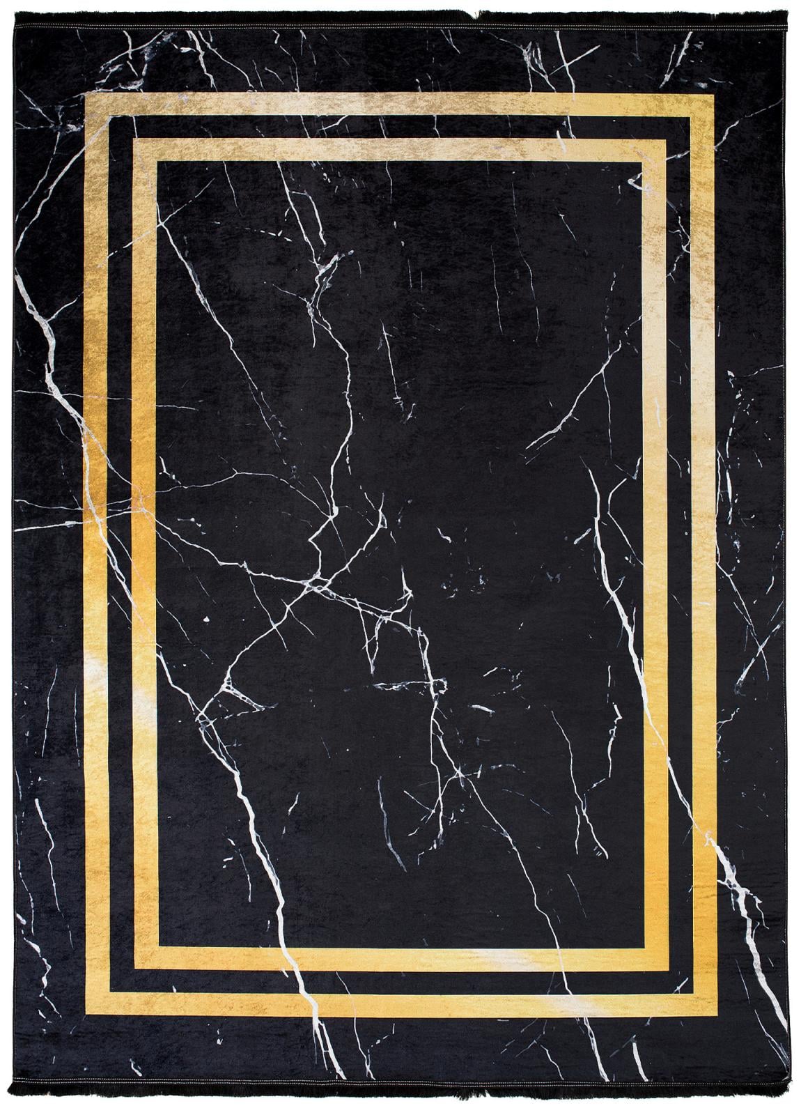 Teppich Schwarz Gold Marmor 23483 TOSCANA