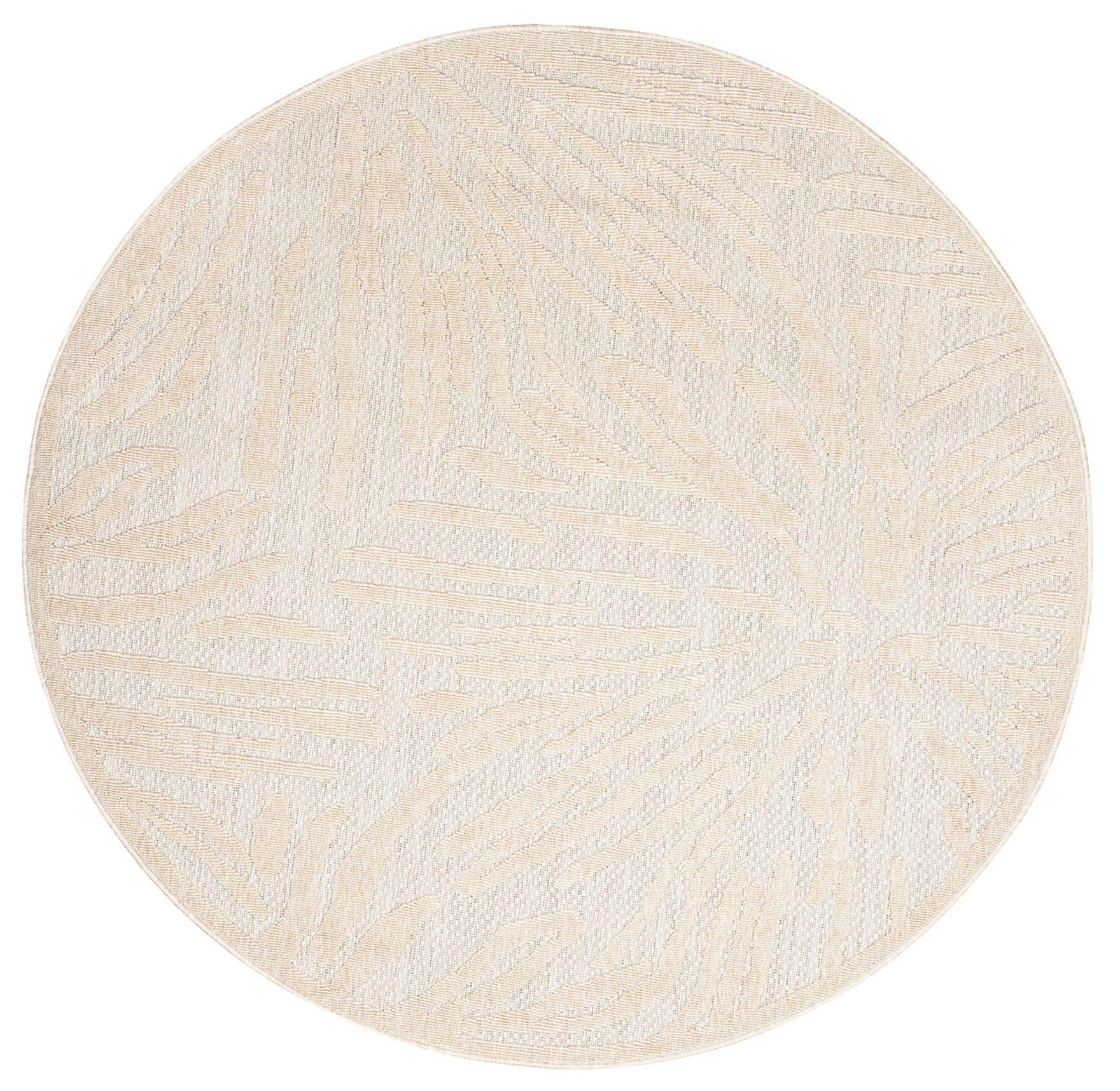 Teppich Rund In- Outdoor Beige / Creme Geometrisch Floral FG95B VIERA