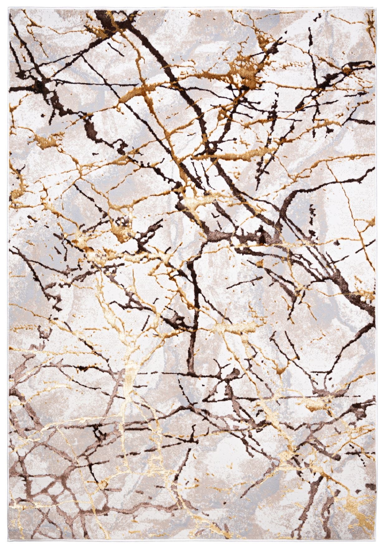 Teppich Modern Beige / Creme Gold Abstrakt Glamour Marmor MZ34D GOLDEN