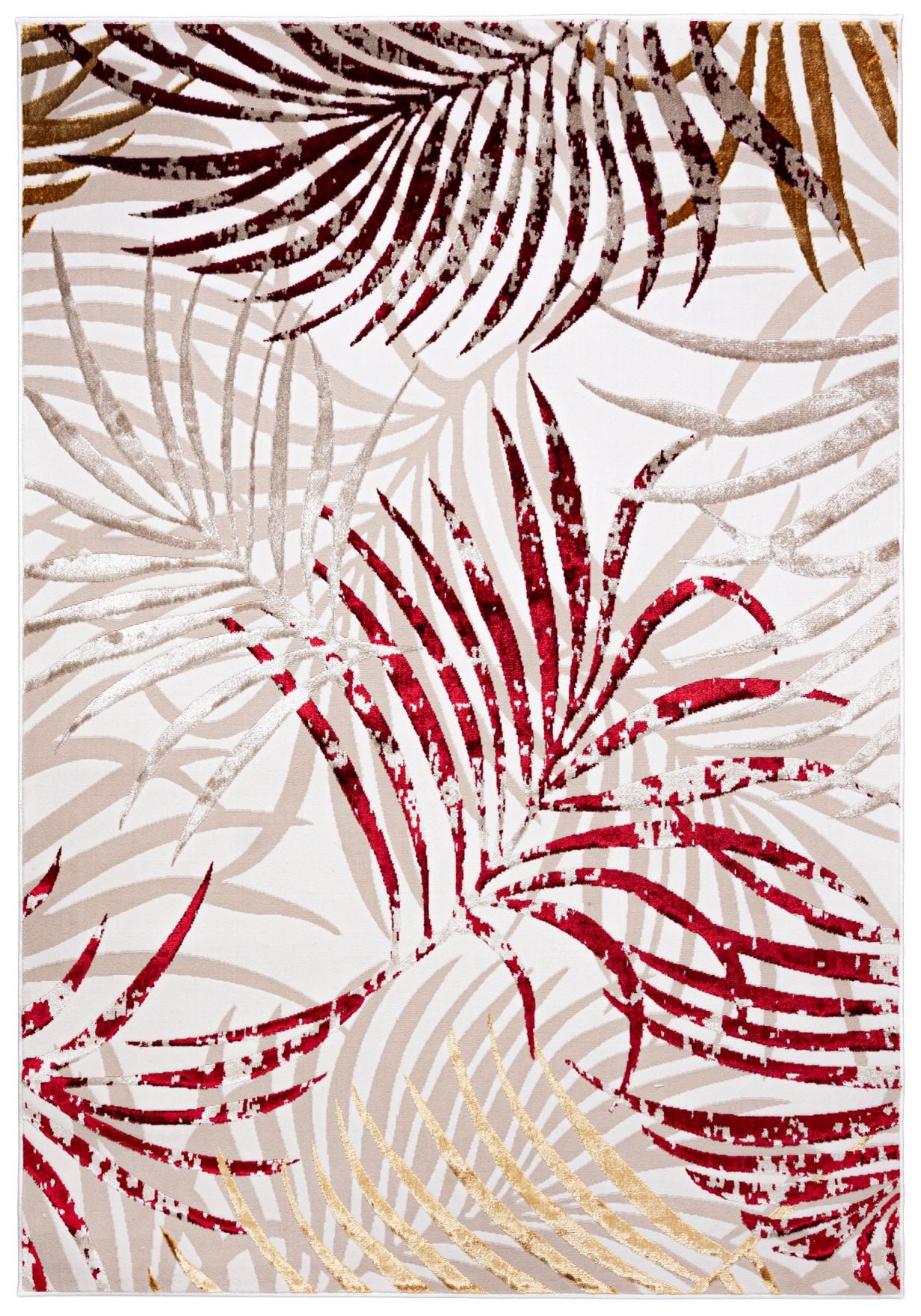 Teppich Modern Beige / Creme Rot Floral NA44L GOLDEN