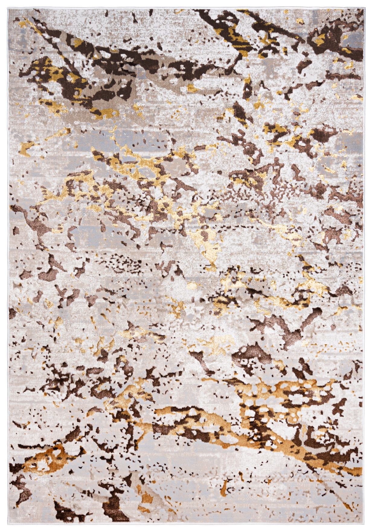 Teppich Modern Beige / Creme Gold Abstrakt Glamour Marmor MZ27D GOLDEN