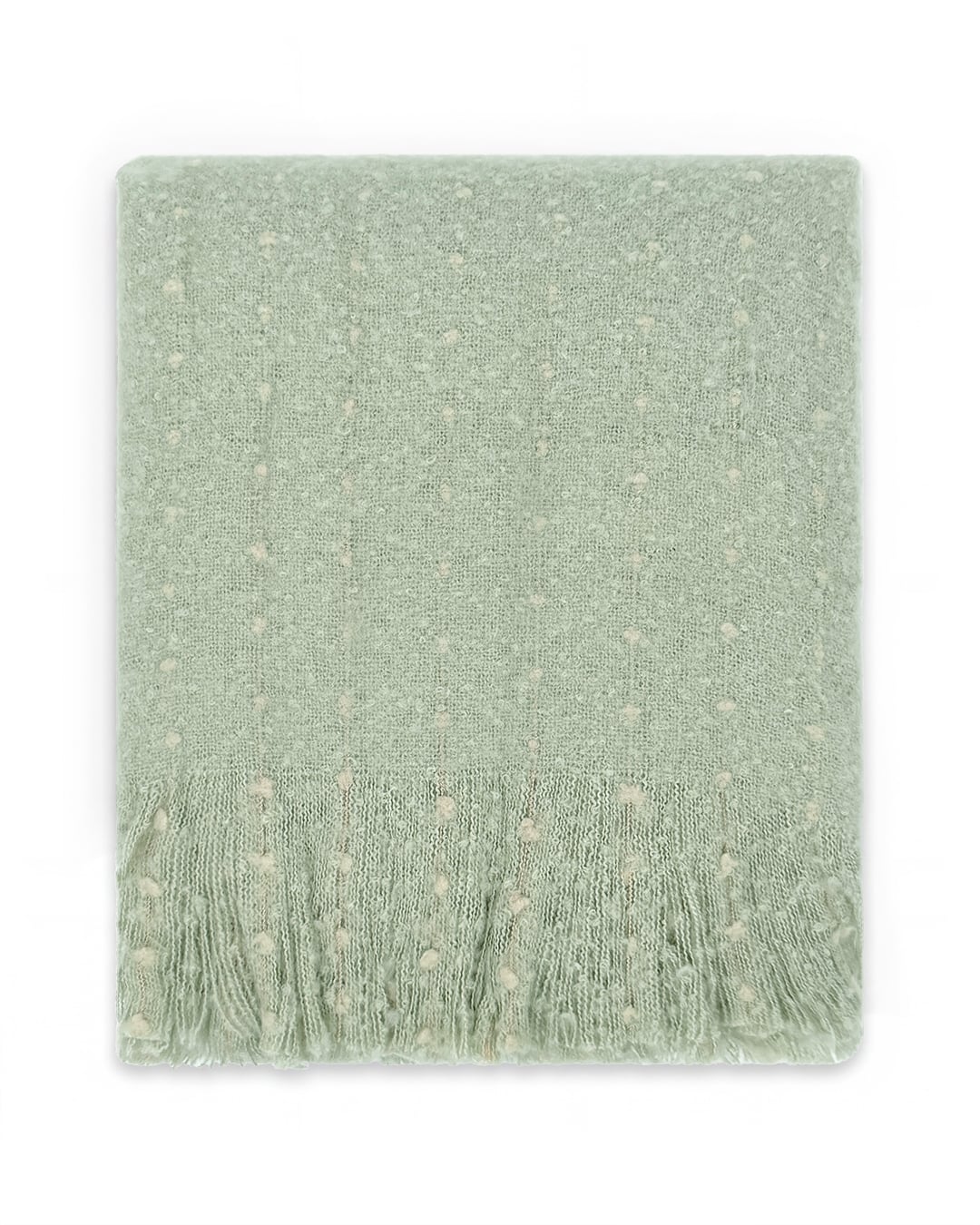 Moderne Decke mit Fransen - Armonia Salvia - grün