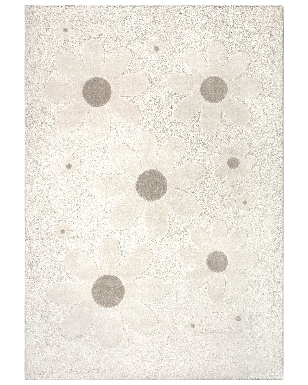 Kinderteppich mit Blumenmuster - Elche Margarita - Beige, mittelhoher Flor