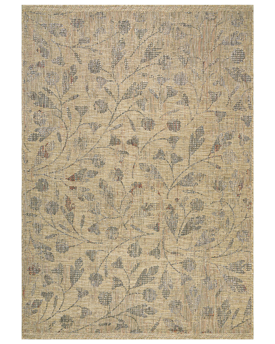 Outdoor / Indoor-Teppich mit Pflanzenmuster - Adra Beige - beige, braun, Boho
